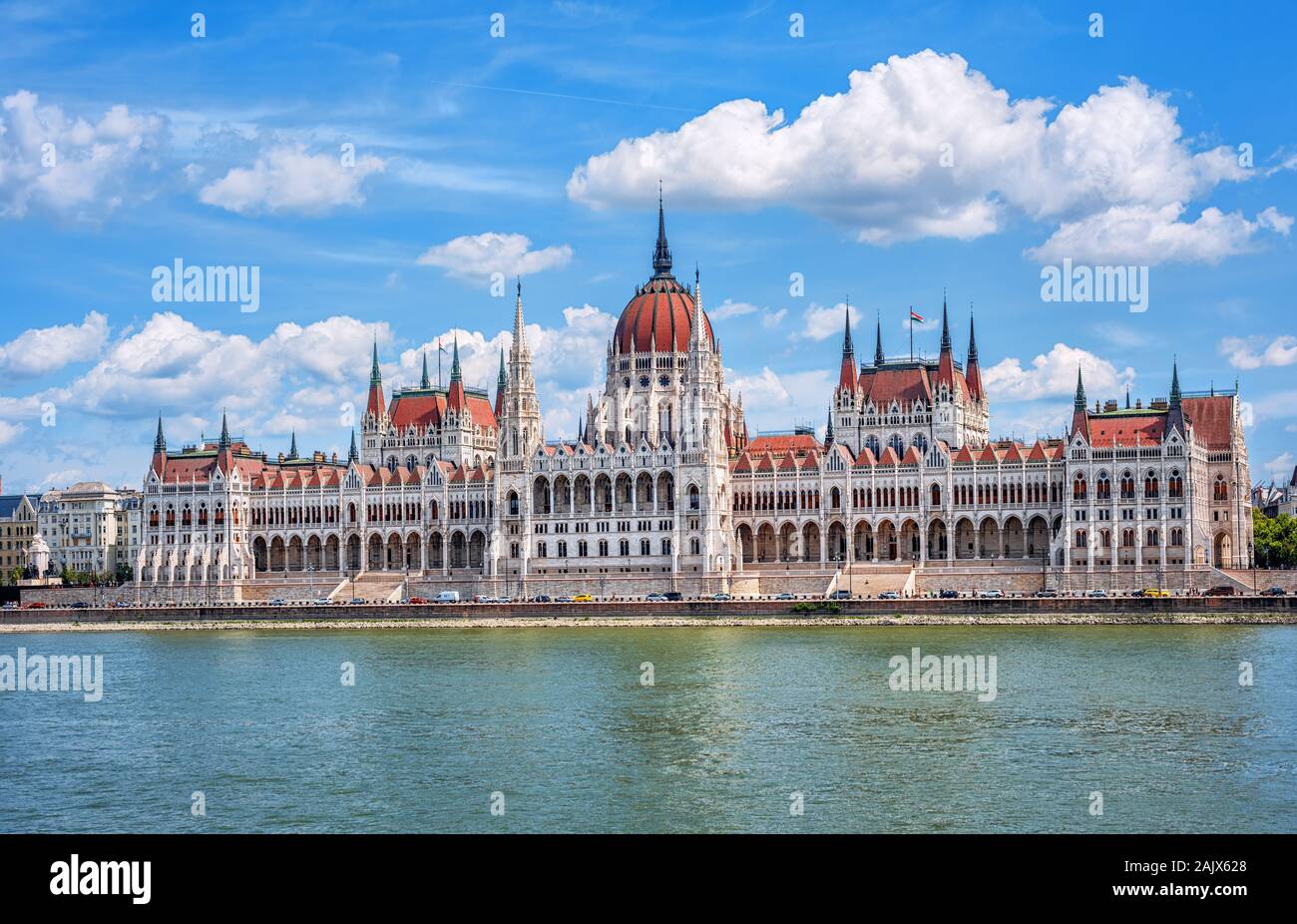 Budapest, Hungary, view of the beautiful Parliament building on Danube river, the main landmark of the city Stock Photo