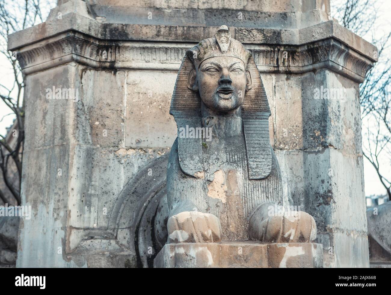 Sphinx Sculpture Of Fontaine Du Chatelet In Paris Stock Photo Alamy