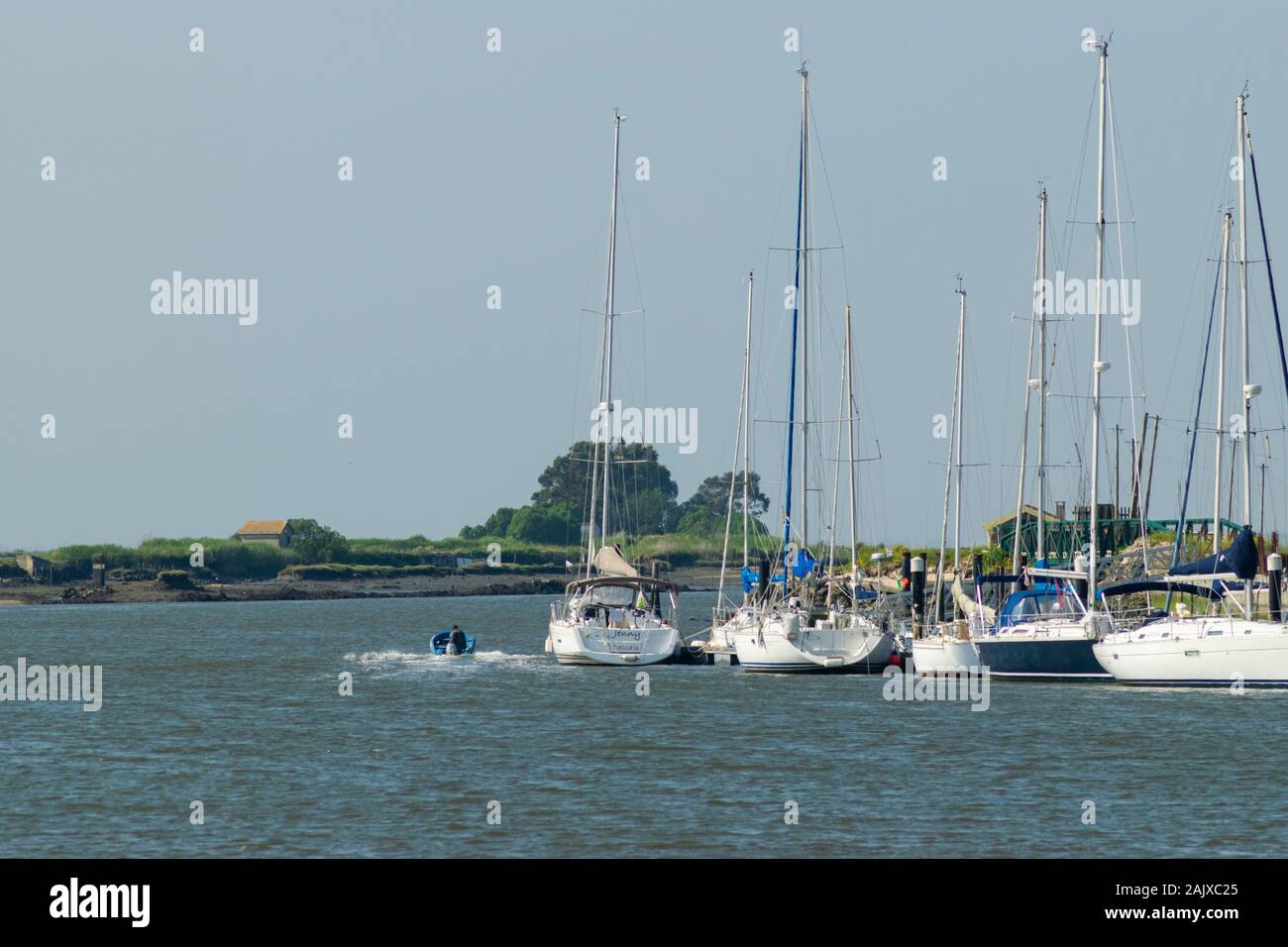 Yachts in their moorings at Aveiro Portugal Stock Photo