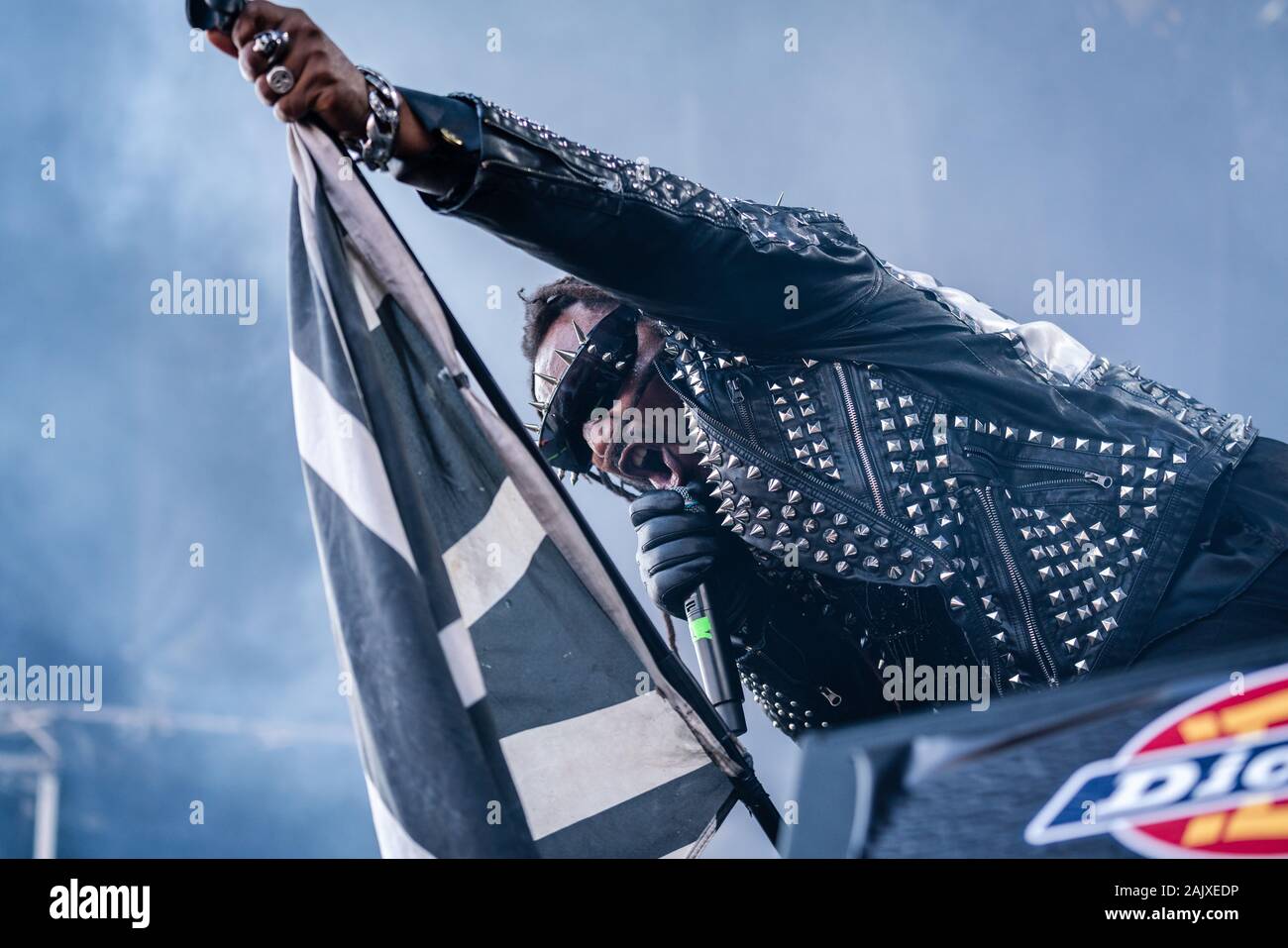 Copenhagen, Denmark - June 20th, 2019. The Welsh metal band Skindred performs a live concert during the Danish heavy metal festival Copenhell 2019 in Copenhagen. Here vocalist Benji Webbe is seen live on stage. (Photo credit: Gonzales Photo - Mathias Kristensen). Stock Photo