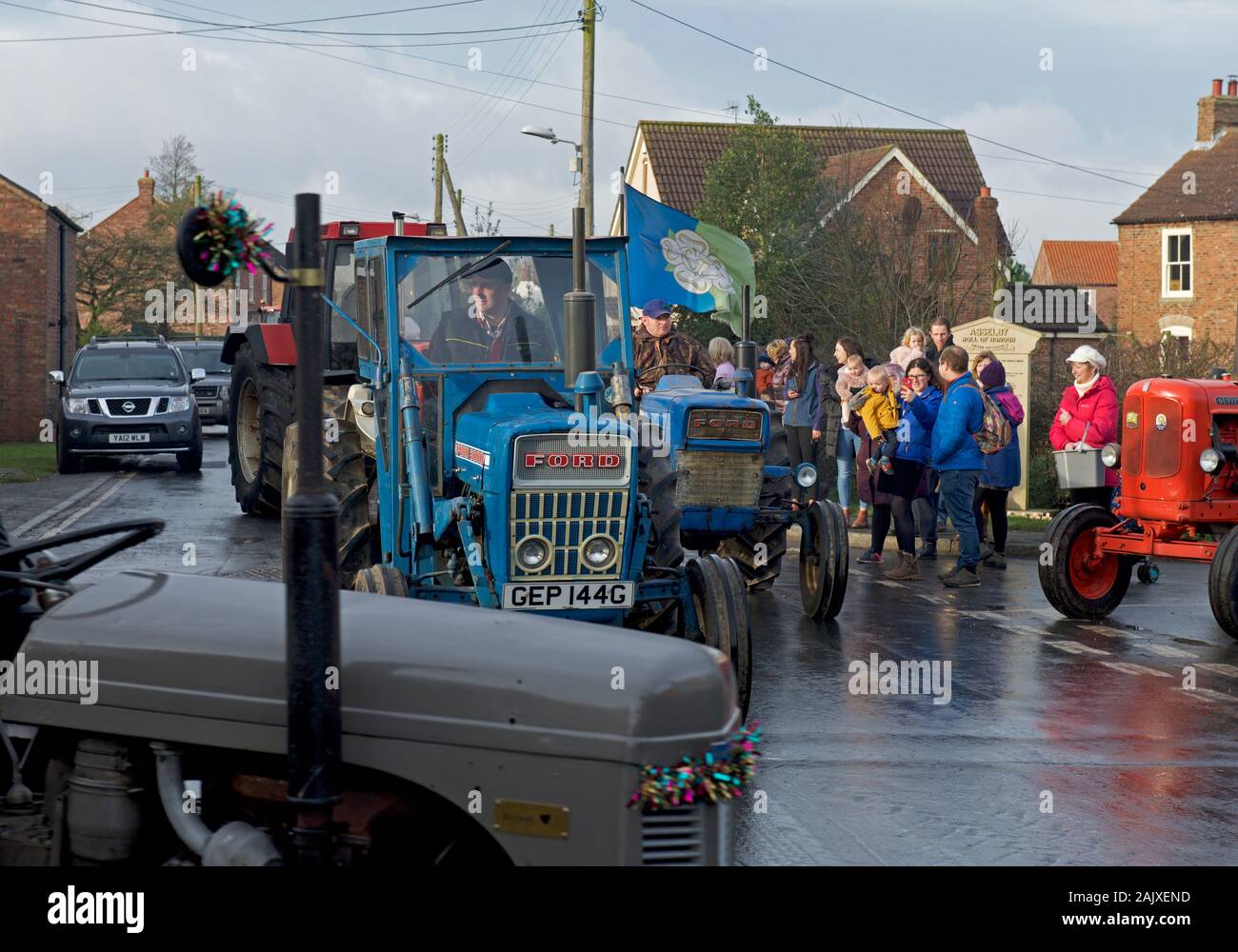 Tractor run for charity, in the village of Asselby, East Yorkshire