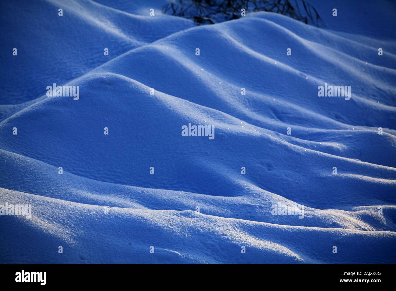 Close-up of the texture of snow in the valley of Bortala River in Bortala Mongol Autonomous Prefecture, northwest China's Xinjiang Uygur Autonomous Re Stock Photo
