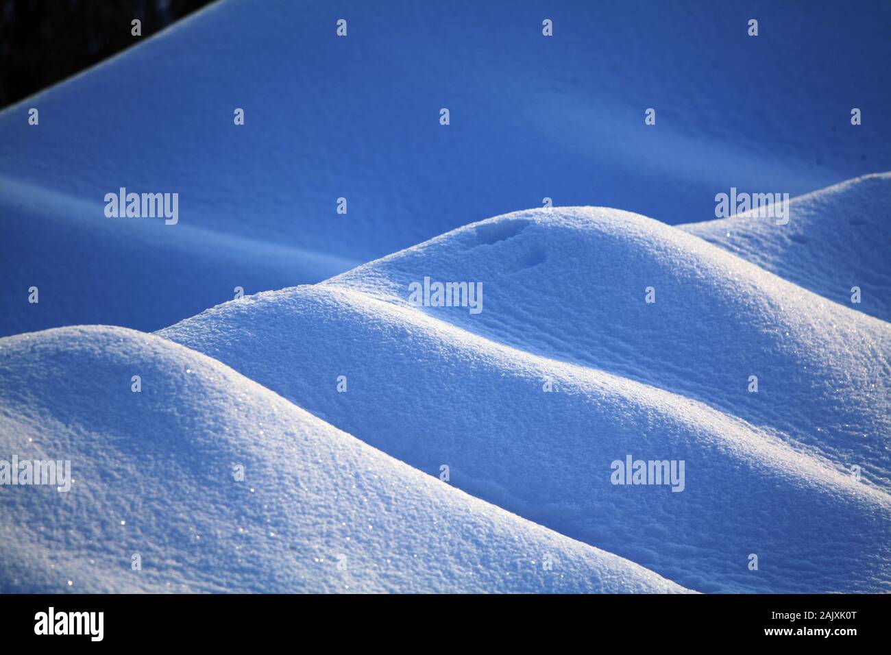 Close-up of the texture of snow in the valley of Bortala River in Bortala Mongol Autonomous Prefecture, northwest China's Xinjiang Uygur Autonomous Re Stock Photo