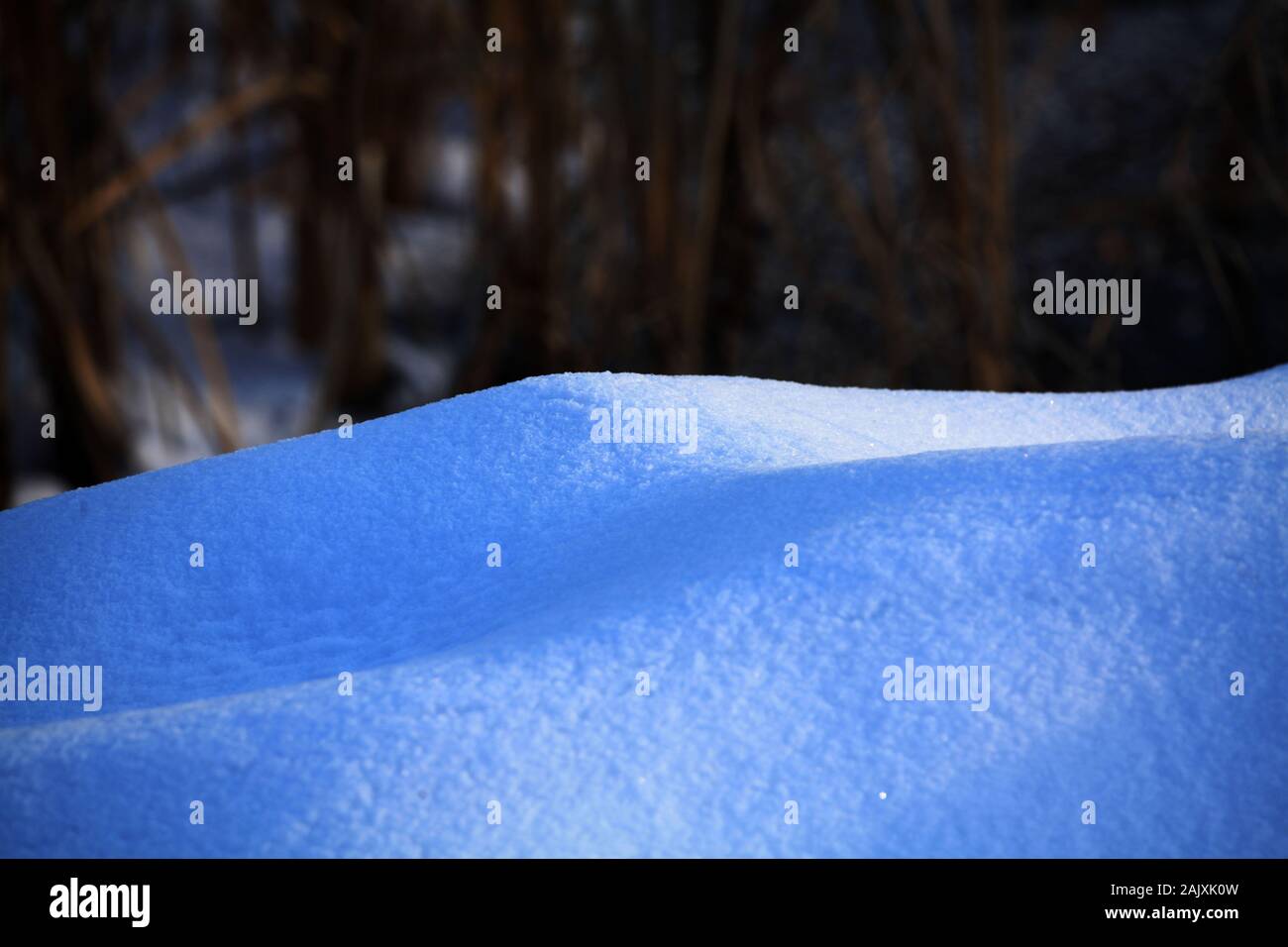 Close-up of the texture of snow in the valley of Bortala River in Bortala Mongol Autonomous Prefecture, northwest China's Xinjiang Uygur Autonomous Re Stock Photo