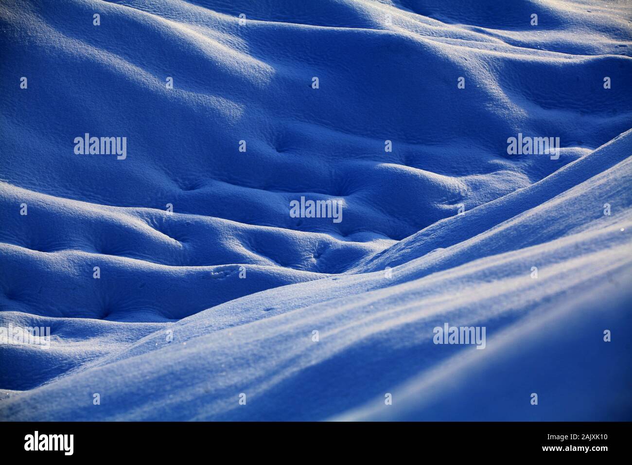 Close-up of the texture of snow in the valley of Bortala River in Bortala Mongol Autonomous Prefecture, northwest China's Xinjiang Uygur Autonomous Re Stock Photo