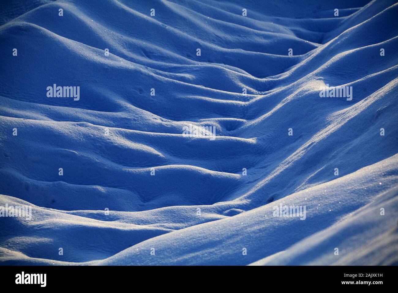 Close-up of the texture of snow in the valley of Bortala River in Bortala Mongol Autonomous Prefecture, northwest China's Xinjiang Uygur Autonomous Re Stock Photo