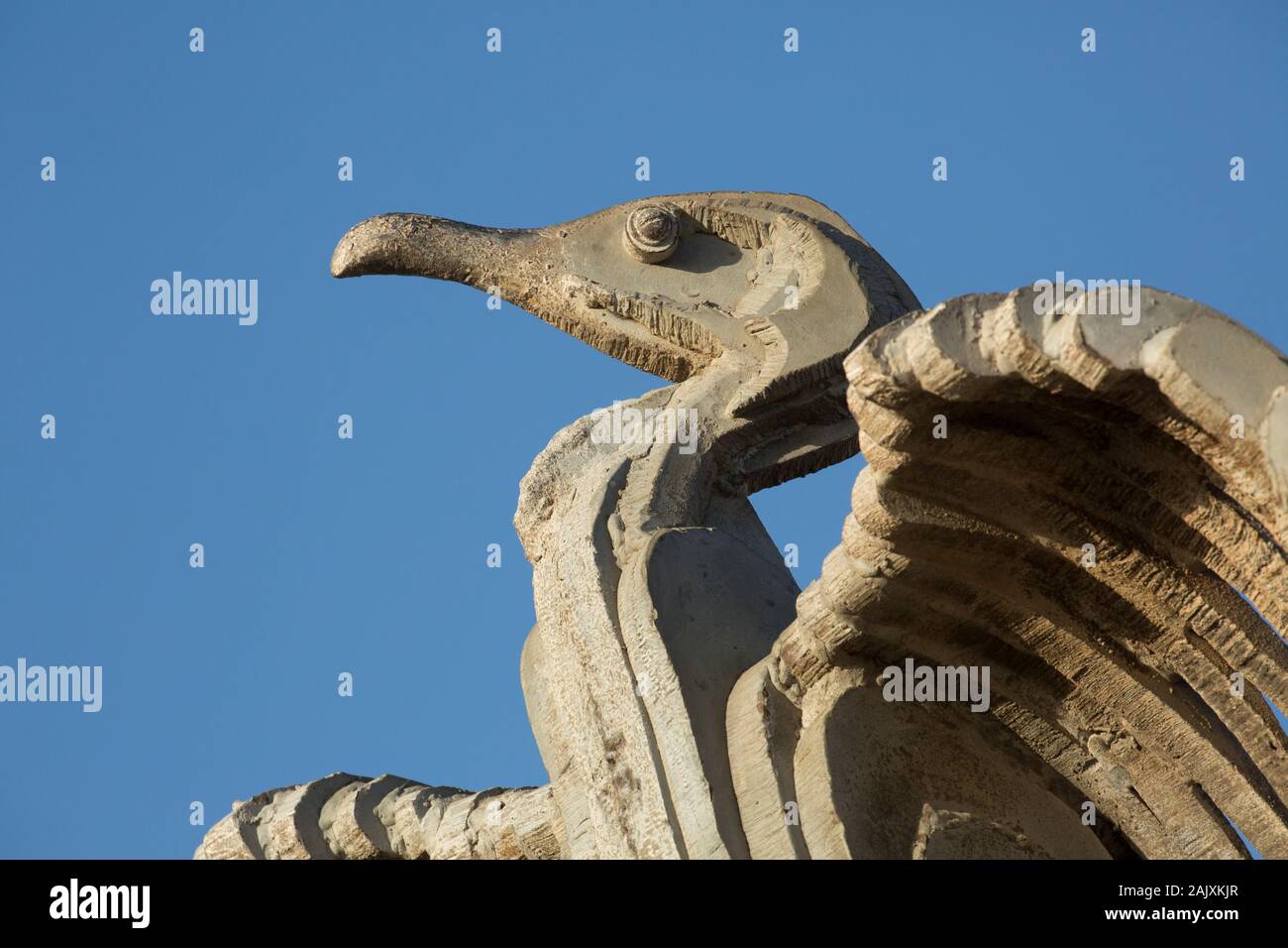 A cormorant sculpture photographed on Christmas day 2019 along the seafront of Morecambe in Lancashire England UK GB. Stock Photo