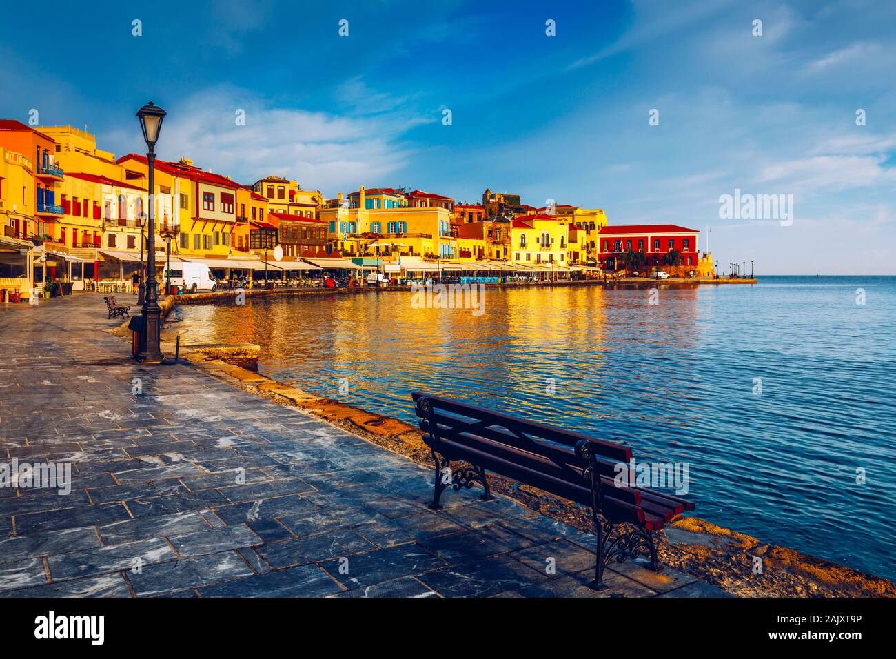 Picturesque Old Port Of Chania Landmarks Of Crete Island Greece Bay Of Chania At Sunny Summer Day Crete Greece View Of The Old Port Of Chania Cr Stock Photo Alamy