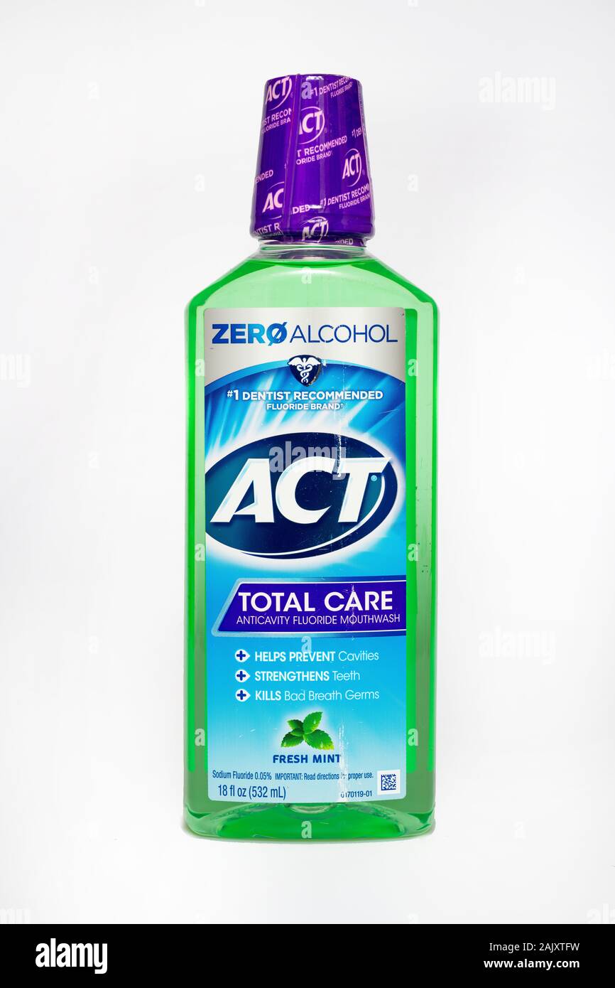 Act Total Care mouth wash no alcohol free Stock Photo