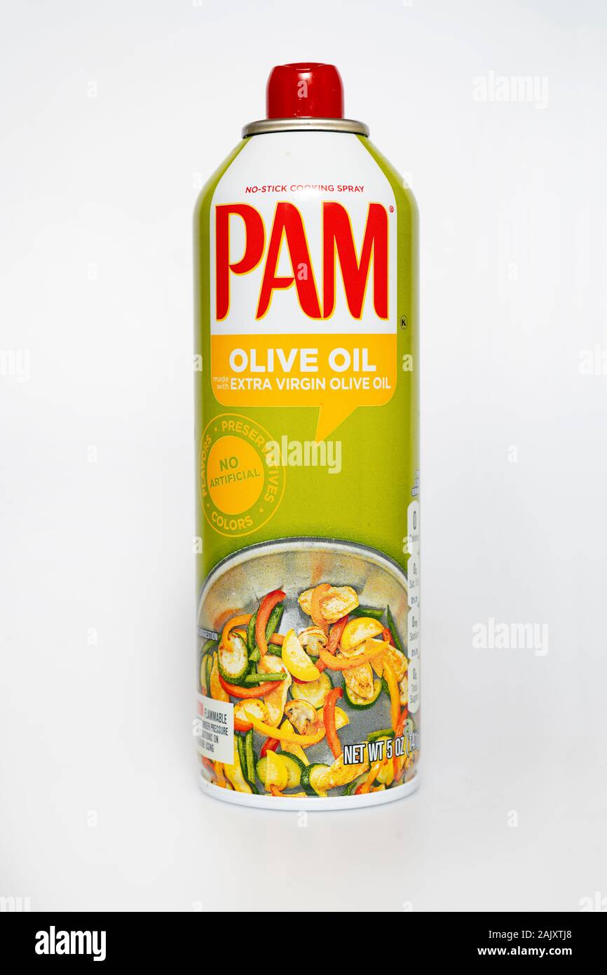 Food Pam Olive Oil spray Stock Photo