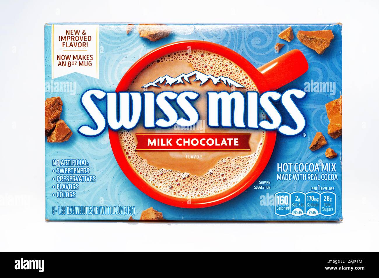 Food Swiss Miss milk chocolate hot cocoa mix powder Stock Photo