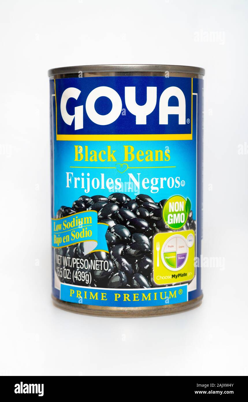 Food Goya black beans frijoles negros low sodium Stock Photo