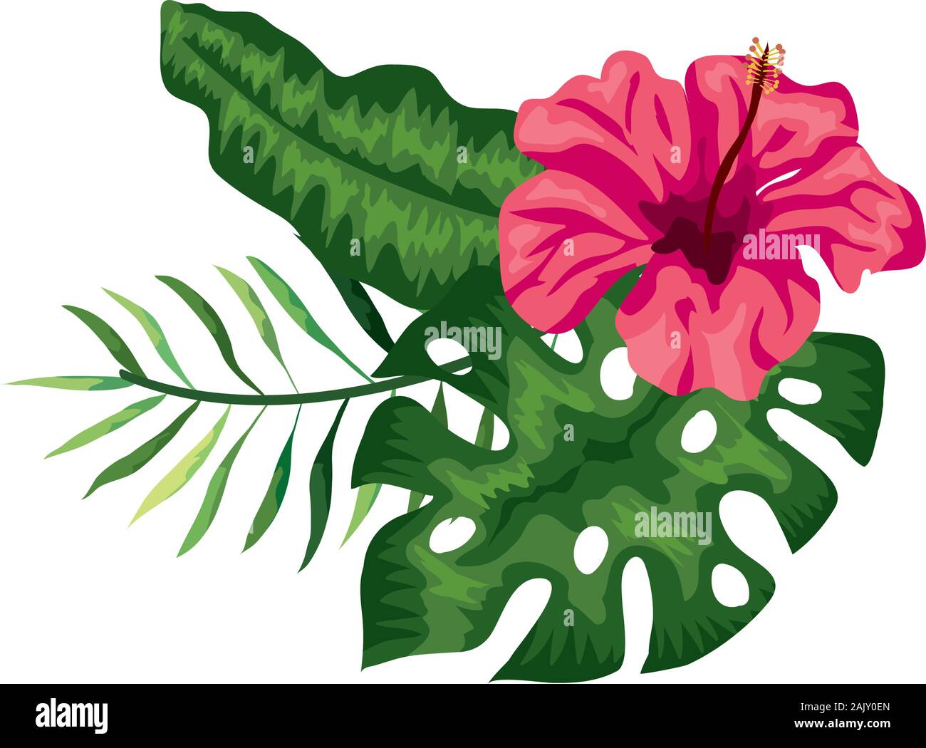 flower of pink color with branch and leafs Stock Vector Image & Art - Alamy