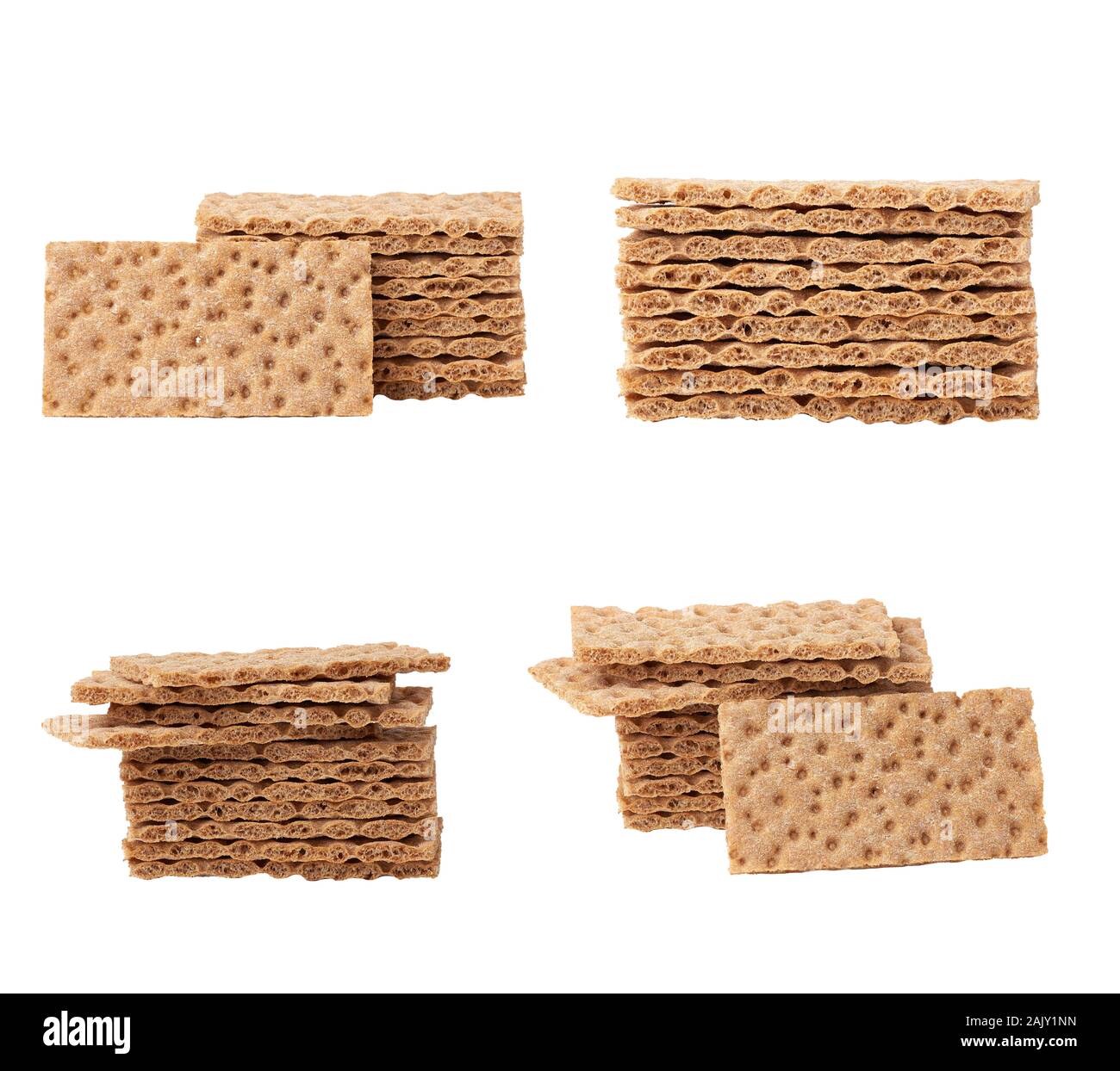 stack of rectangular snack bars isolated on a white background, close up, set, healthy eating concept Stock Photo