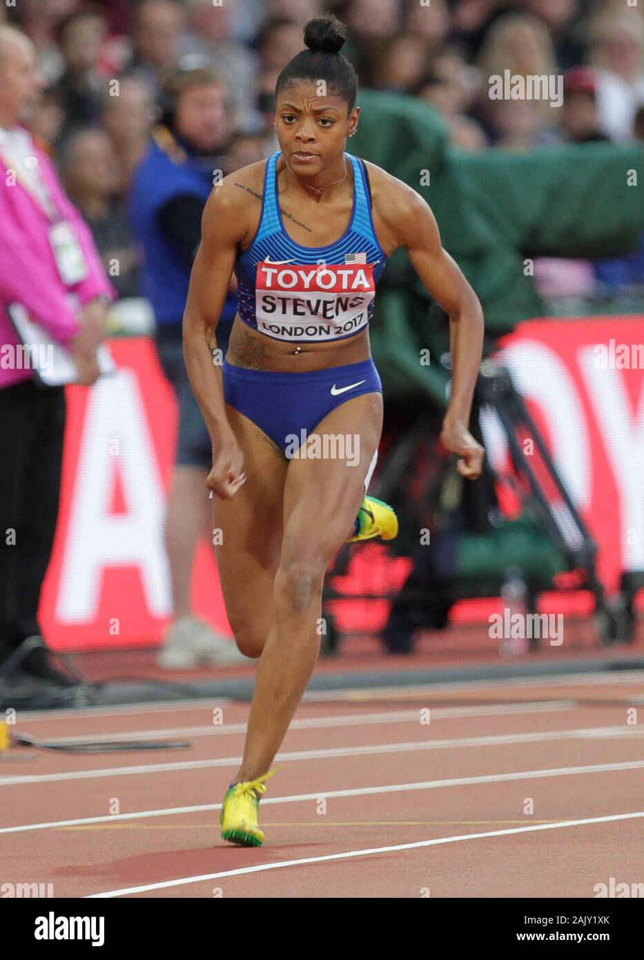 Deajah Stevens (USA) during the 3nd Heats of the 200 m Women of the IAAF  World Championships in Athletics on August 6, 201st at the Olympic stadium  in London, Great Britain Photo