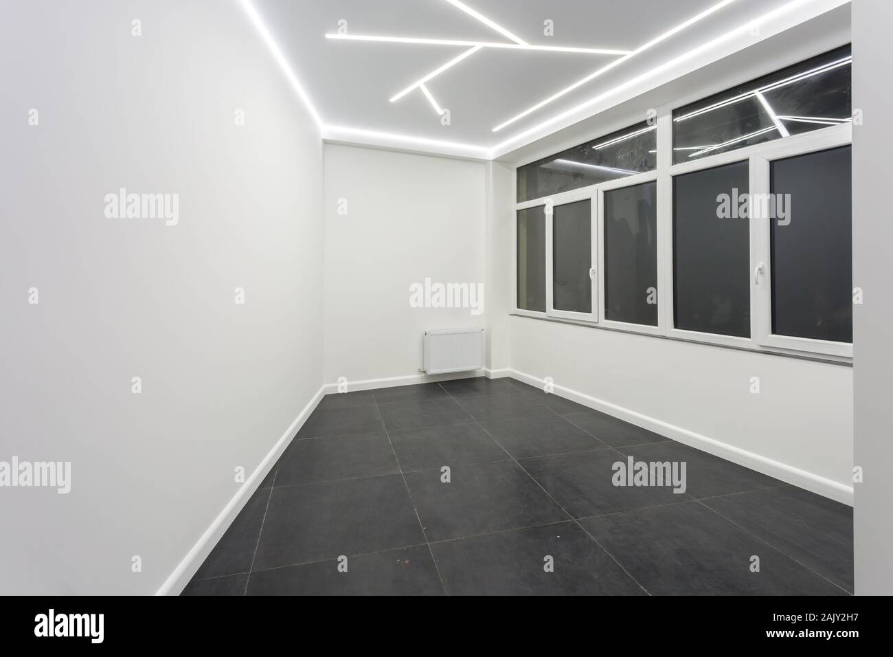 Empty unfurnished loft room interior white style color Stock Photo