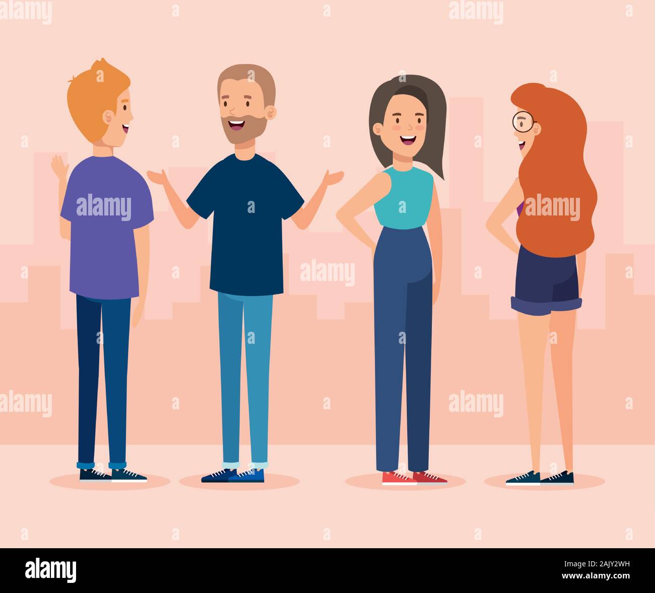 group of young people avatar characters Stock Vector Image & Art - Alamy