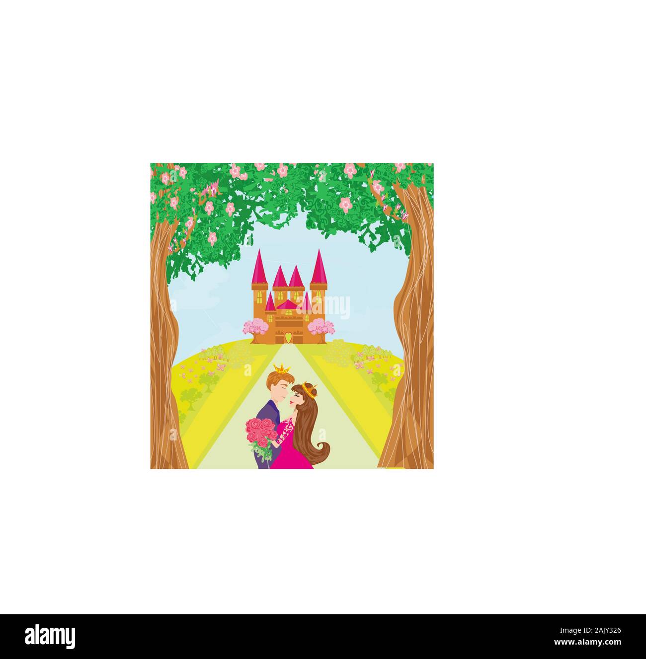 The princess and the prince in a beautiful garden Stock Vector Image ...
