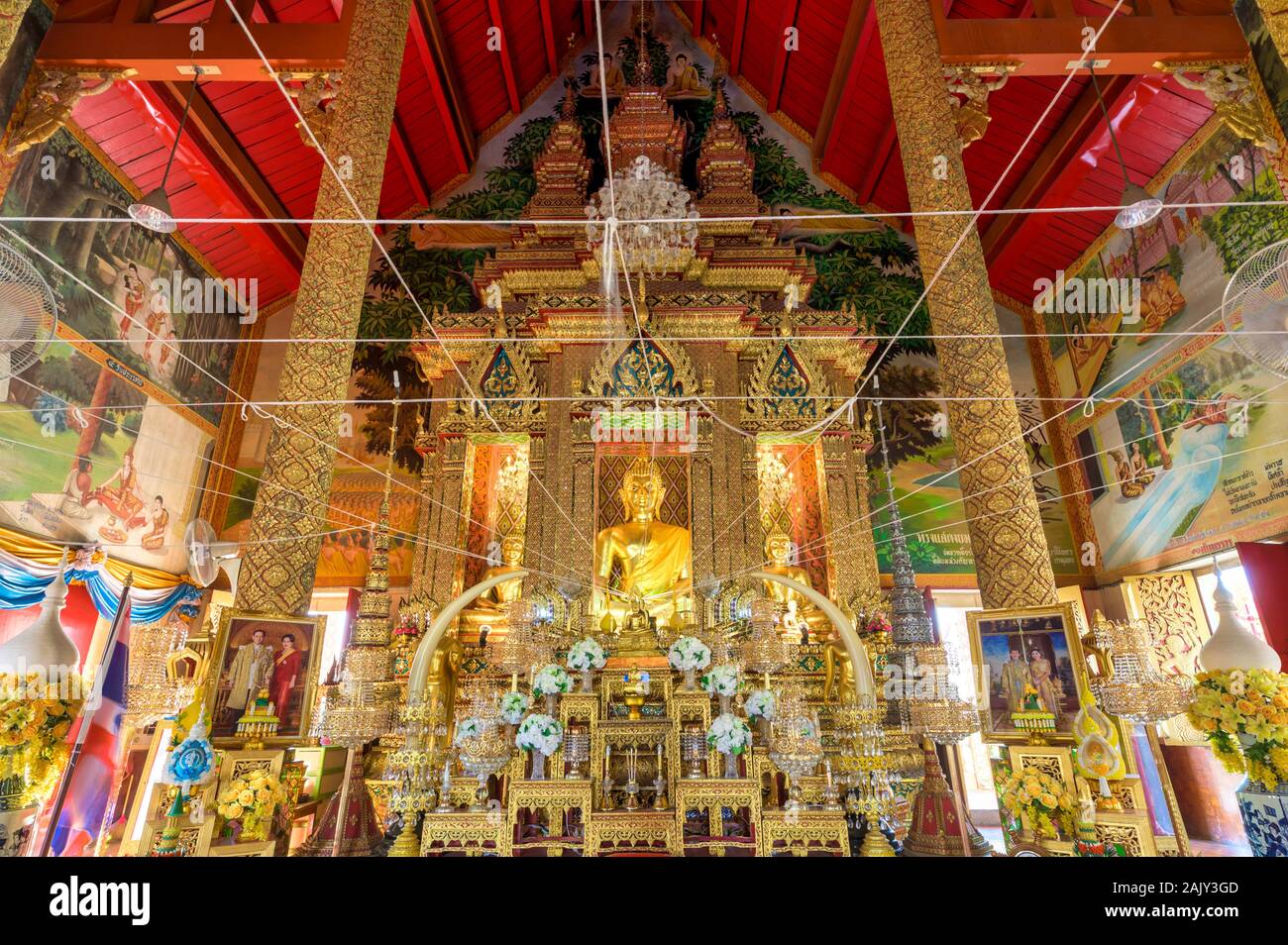 Bang Na, Bangkok / Thailand / January 04, 2020 : Wat Wachiratham Sathit Worawihan. Great little temple in the heart of a Bangkok community. Stock Photo