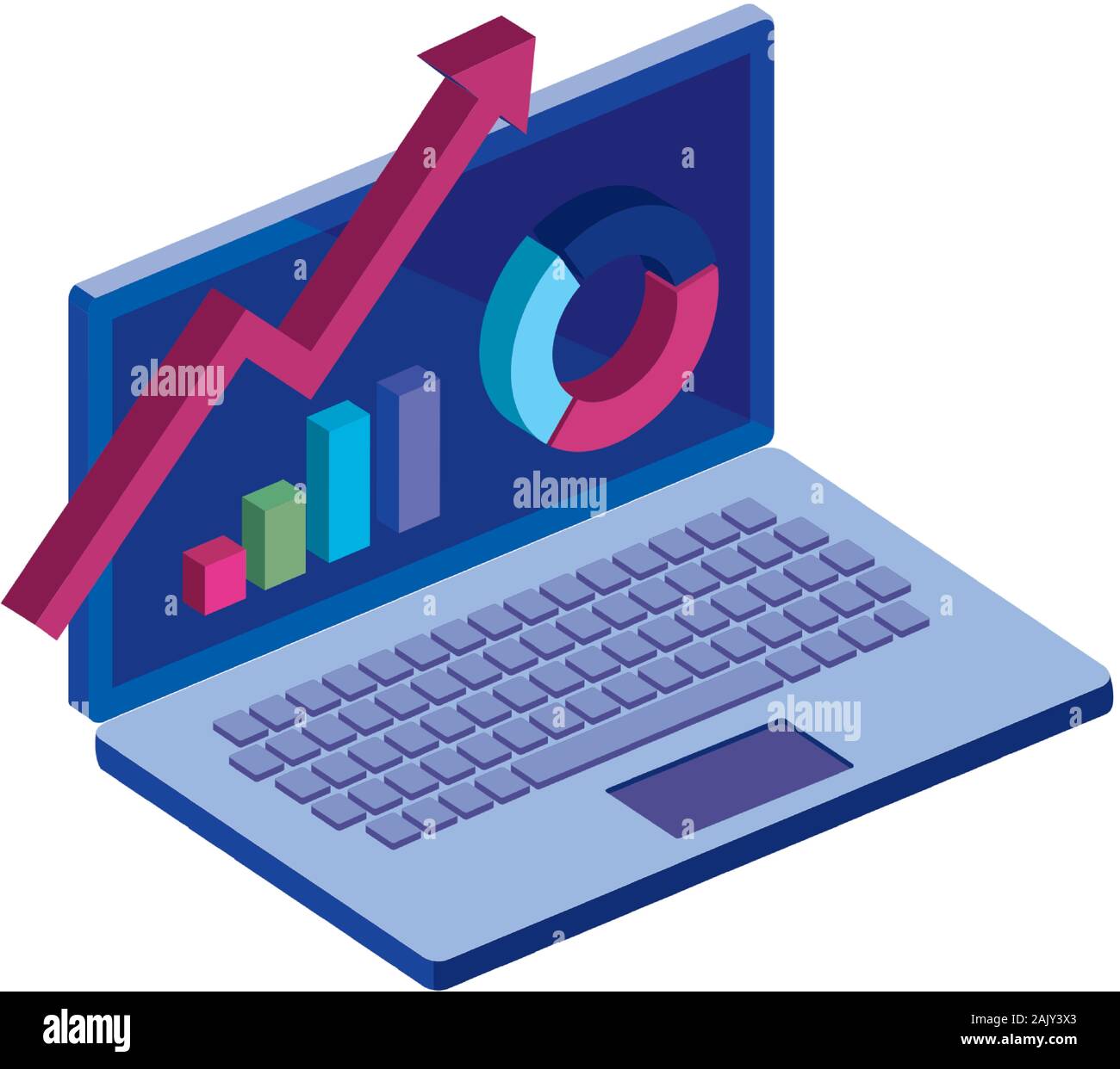 laptop computer with infographics isolated icon Stock Vector Image ...