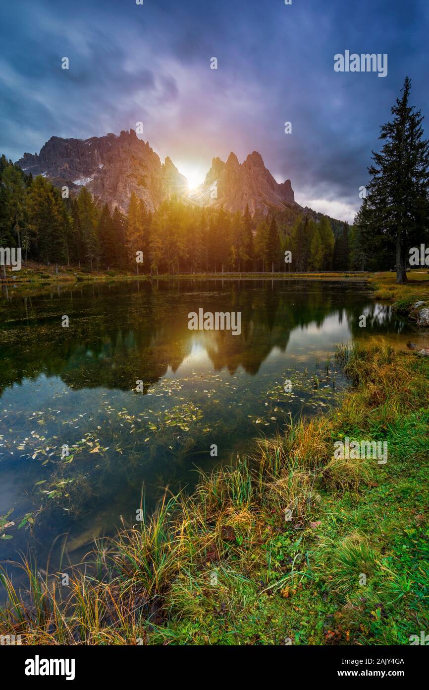 Lake Antorno (Lago di Antorno) located in Dolomites area, Belluno ...