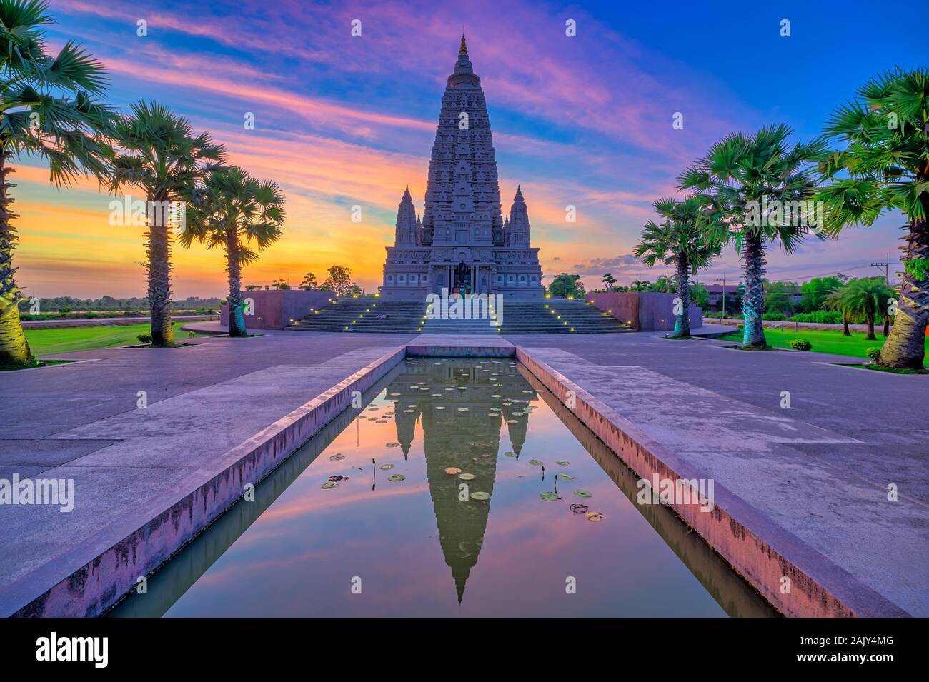 Nong Suea District, Pathum Thani / Thailand / January 2, 2020 : Wat Panyanantaram,Really beautiful, modern temple Stock Photo