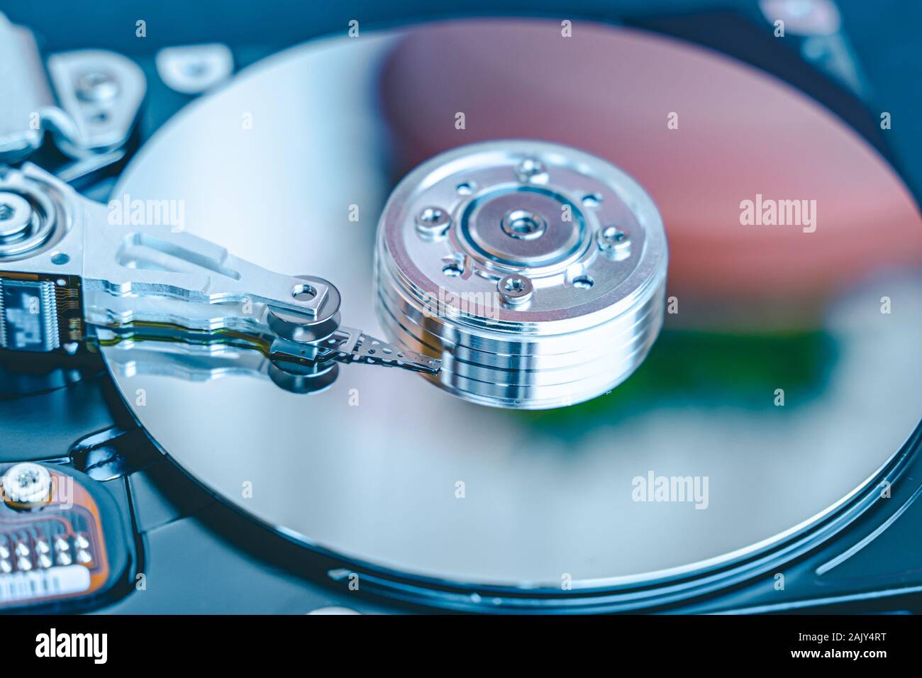 Hard disk drive platter.Disassembled hard drive from the computer with