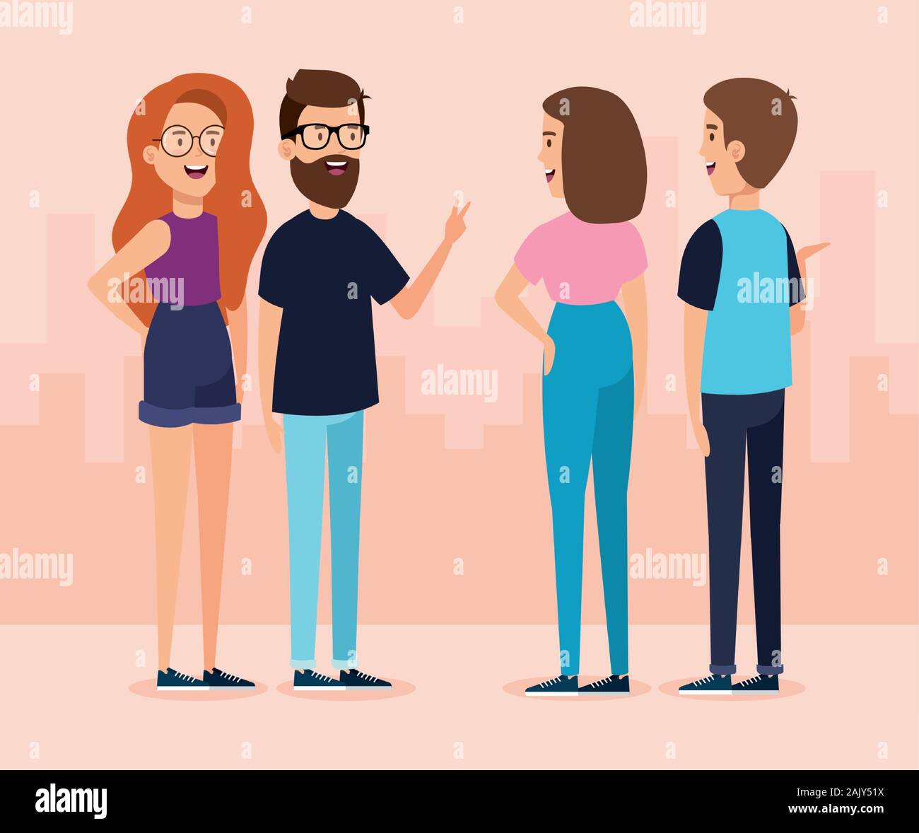 group of young people avatar characters Stock Vector Image & Art - Alamy