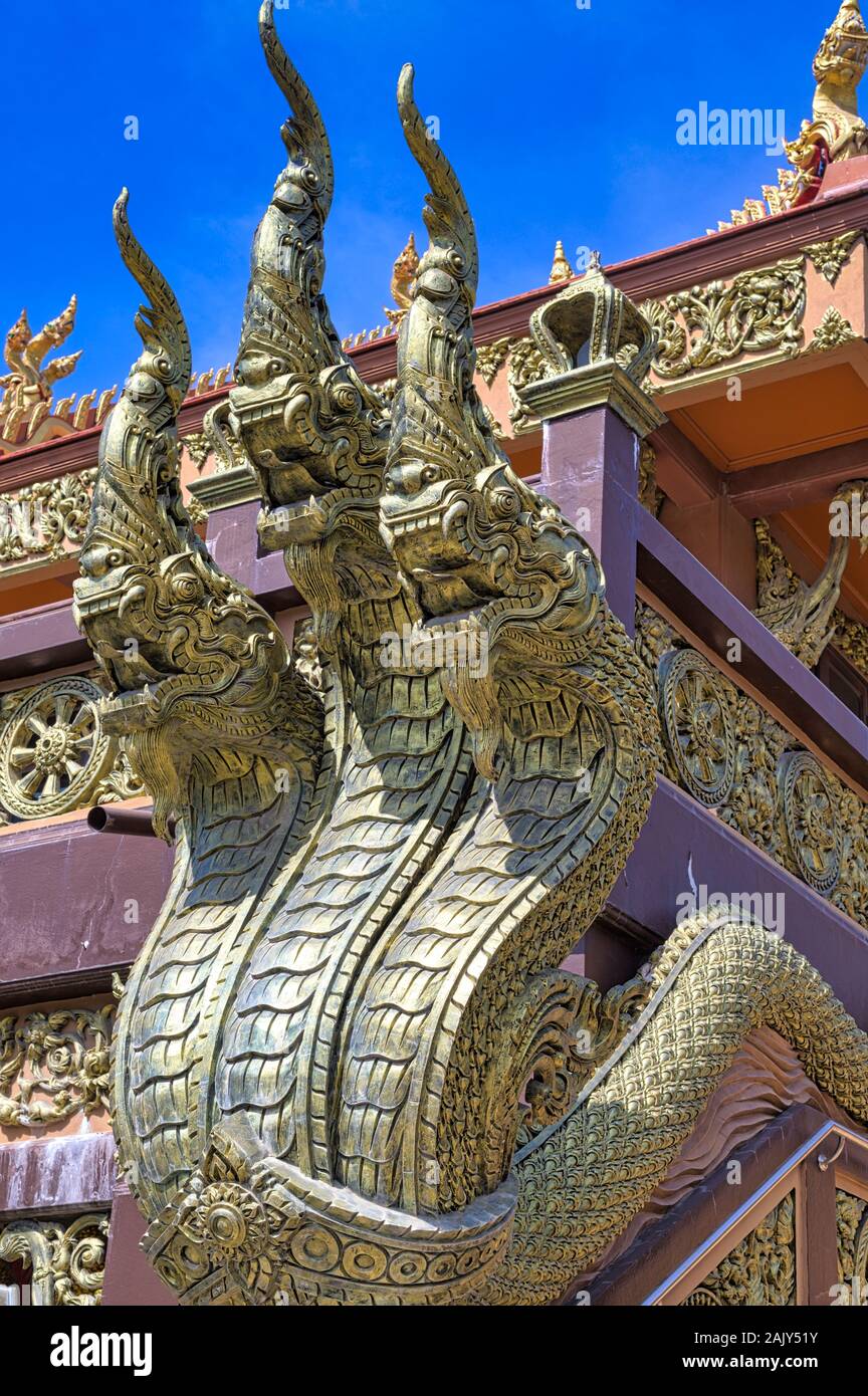 Pathum Thani District Pathum Thani Thailand January 2 Wat Rangsit Temple Is A Beautiful Northern Style Pavilion Naga Statues Stock Photo Alamy