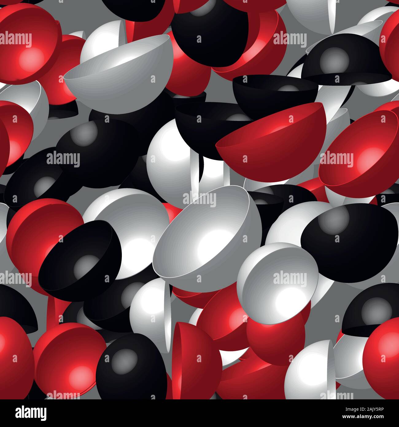Red White Black Hemispheres Seamless Pattern Stock Vector