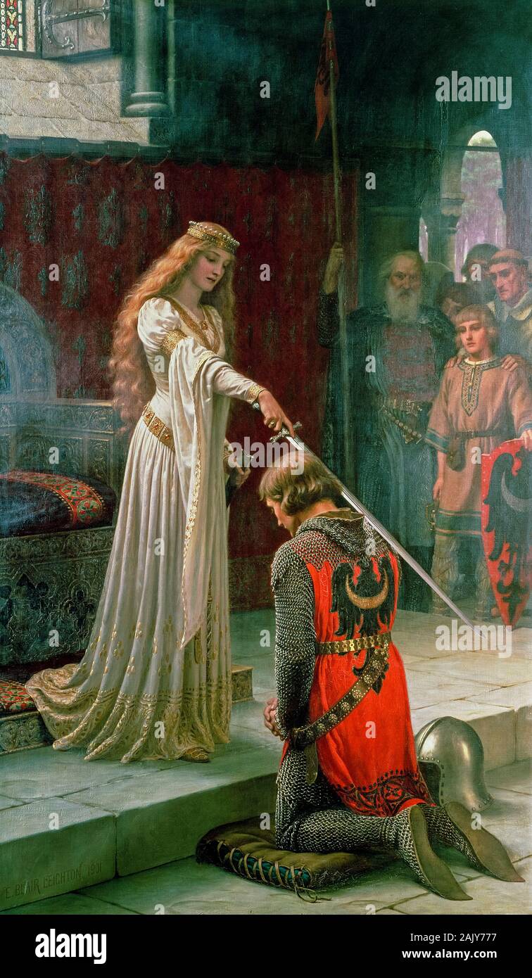 Edmund Blair Leighton, painting, The Accolade, 1901 Stock Photo