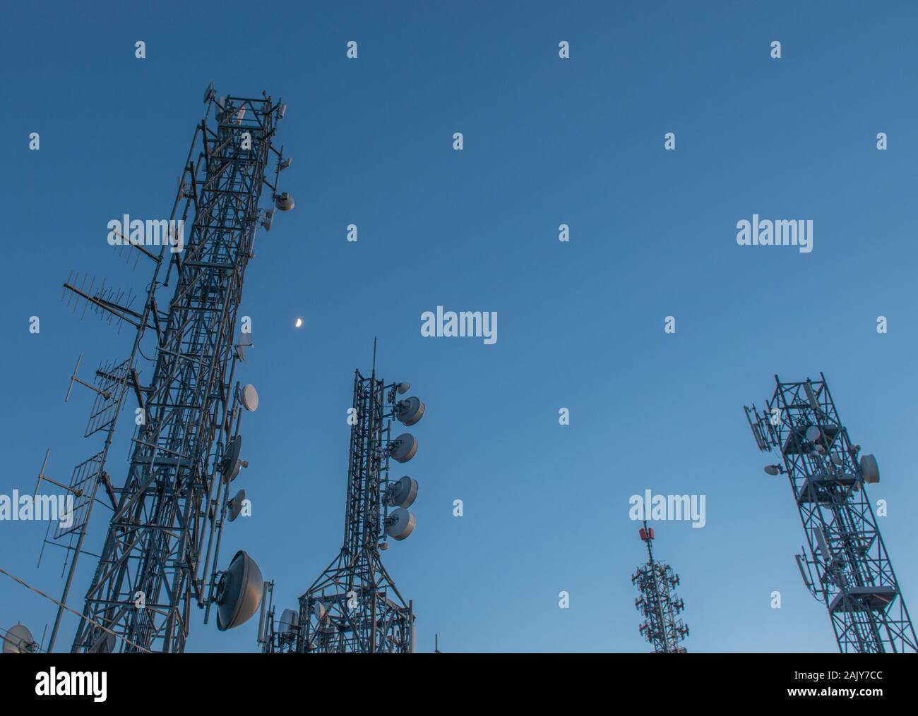 pylons with radio station to transmit data Stock Photo Alamy