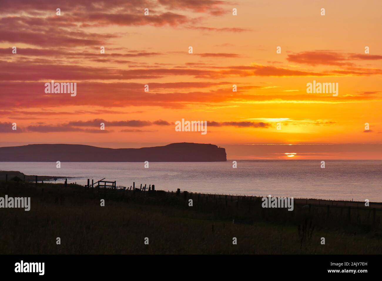 Sunset over Dunnet Head in Caithness, Scotland, UK, taken in September Stock Photo