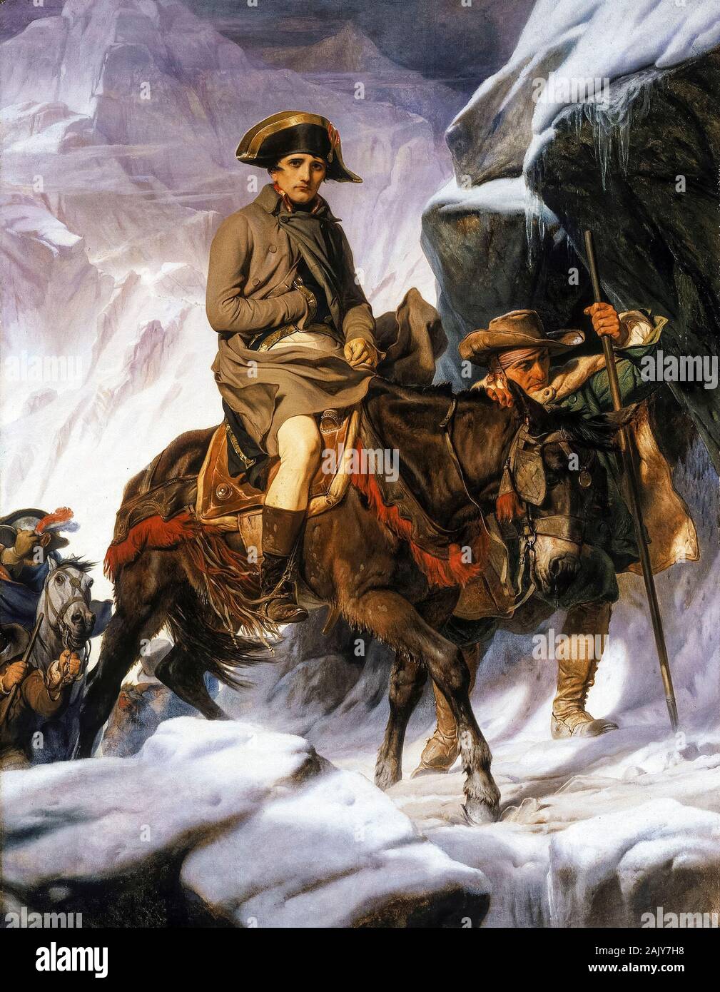 Paul Delaroche, painting, Napoleon Bonaparte Crossing the Alps, 1850 Stock Photo