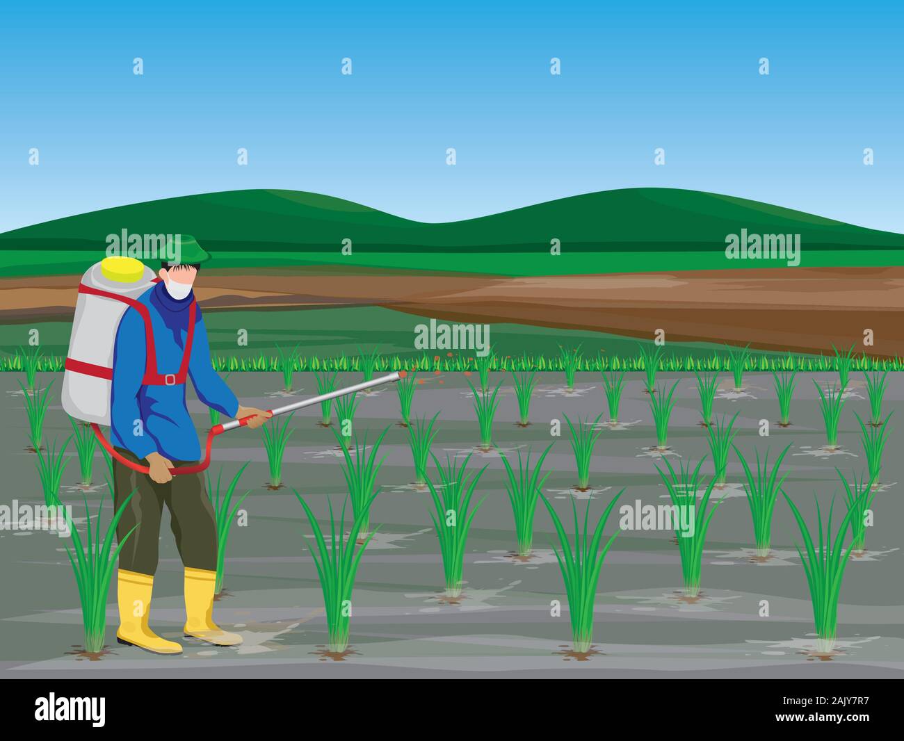 farmer manure into rice plant vector design Stock Vector Image & Art ...