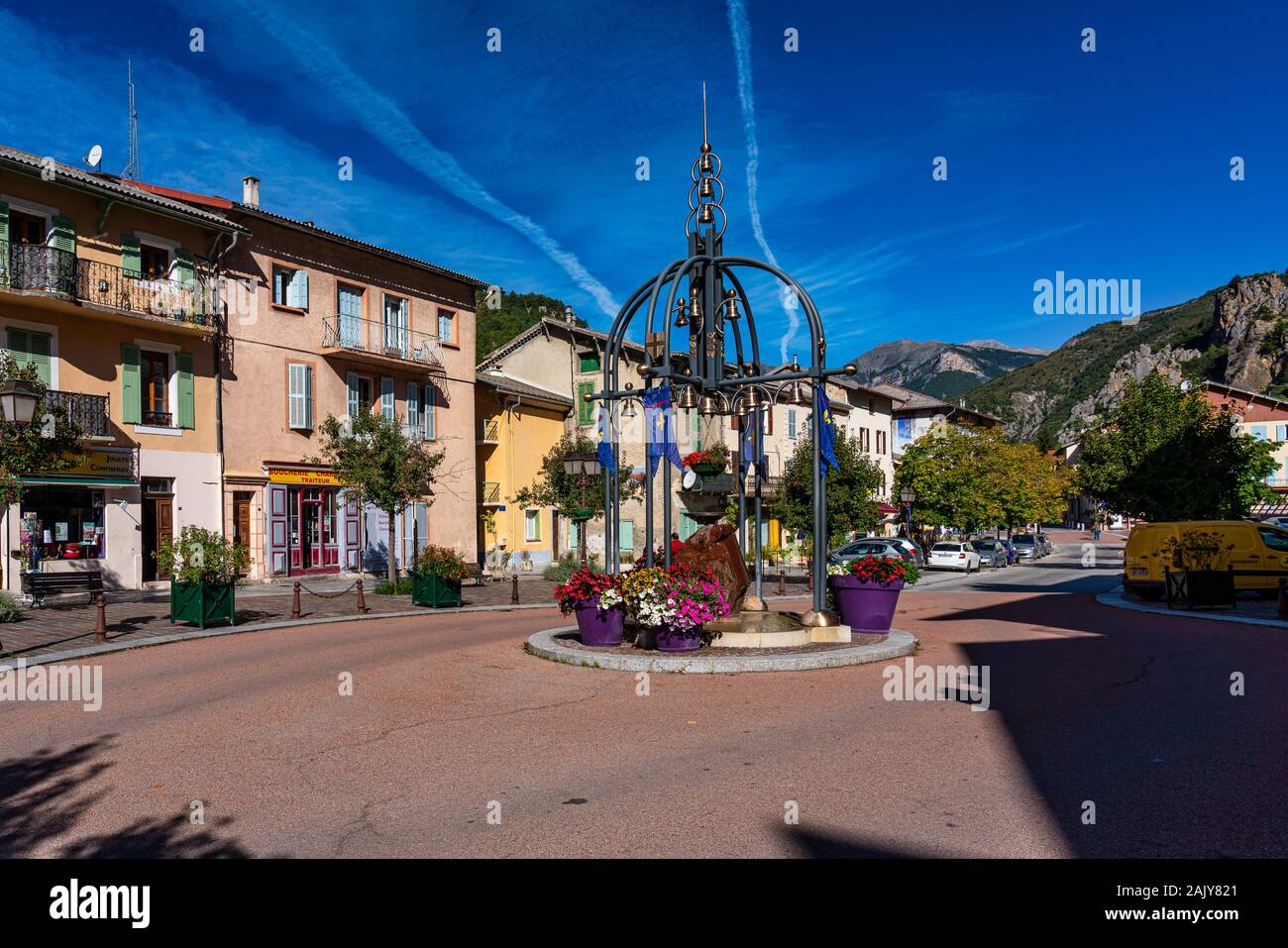The village Guillaumes in Gorges de Daluis. Provence-Alpes-Cote d'Azur region of France. Stock Photo