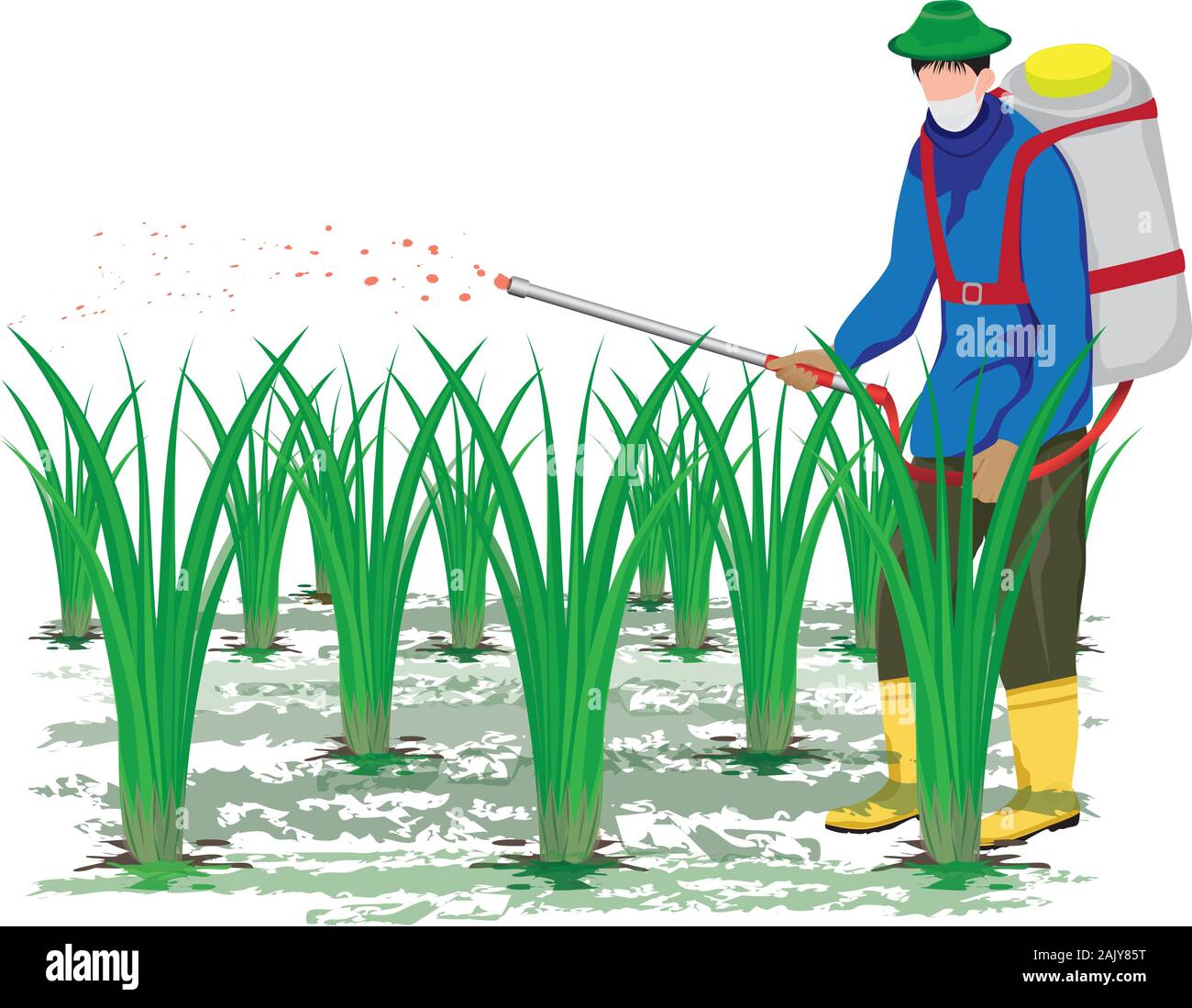 farmer manure into rice plant vector design Stock Vector Image & Art ...