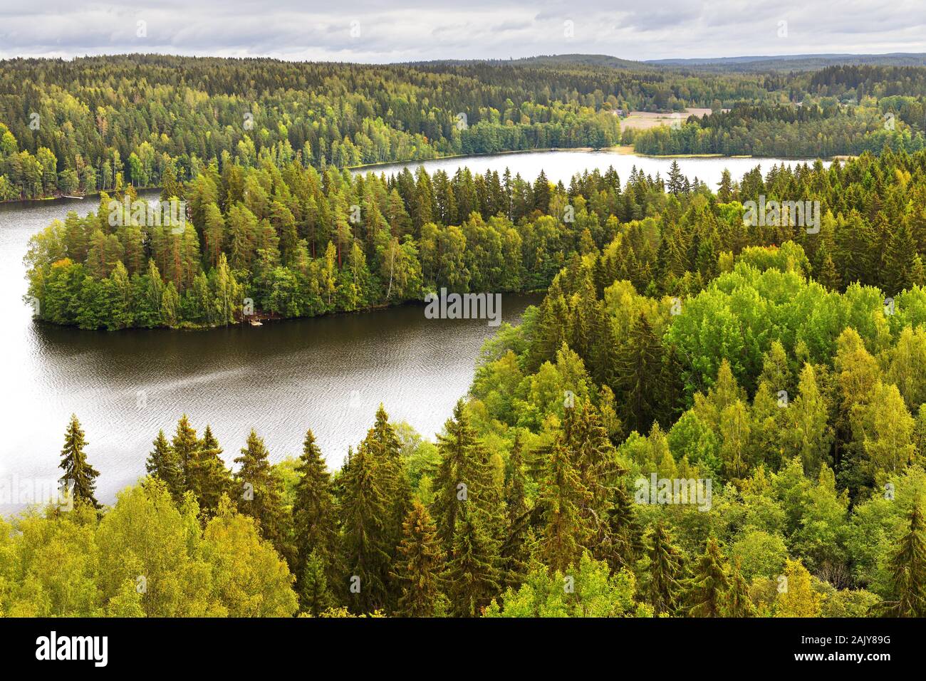 Aulanko forest park, Hameenlinna, Finland. Picturesque view from  Aulangonvuori Hill. Autumn landscape Stock Photo - Alamy