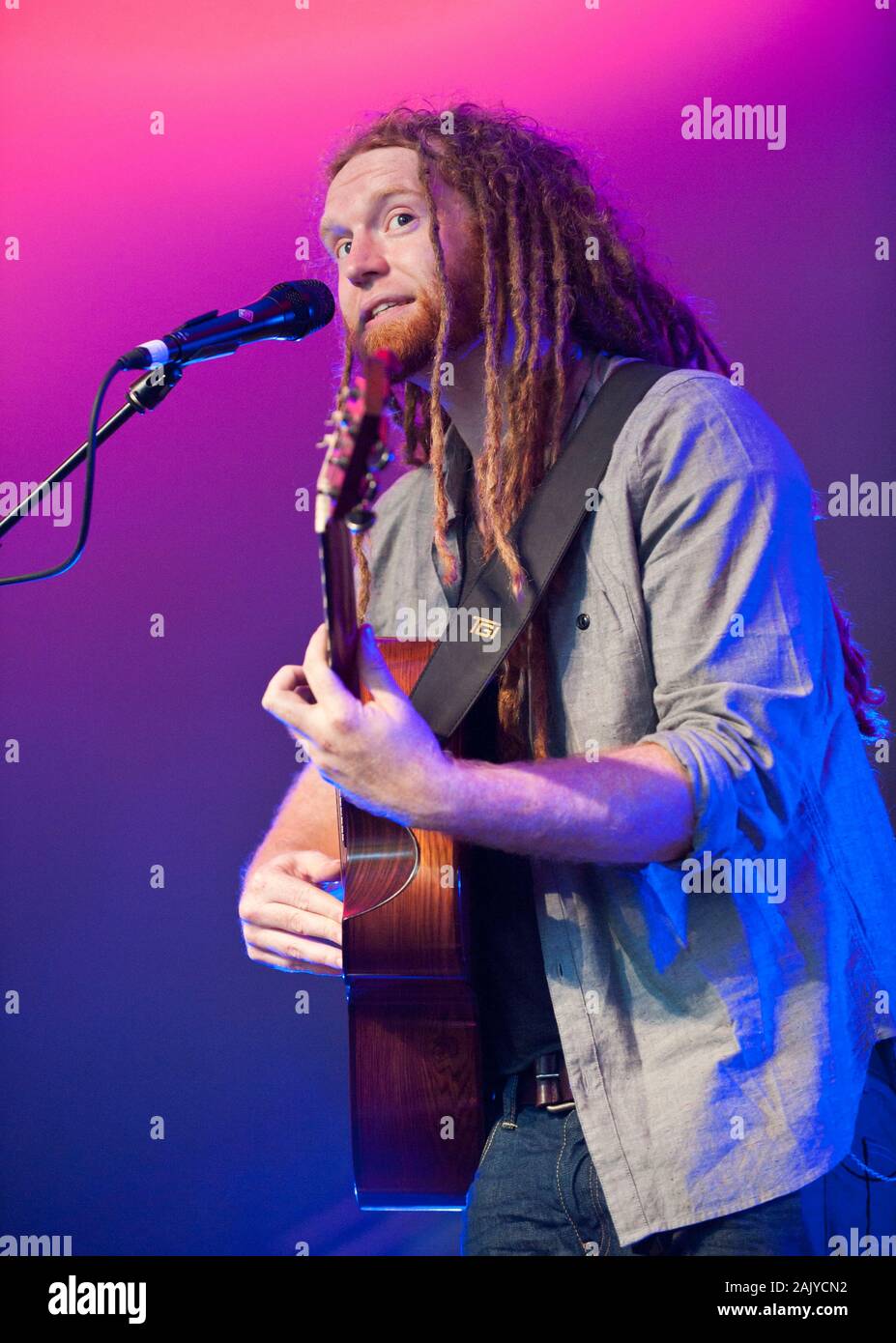 English Singer Songwriter Newton Faulkner Performing At The Cornbury Festival Uk 30 6 12 Stock Photo Alamy