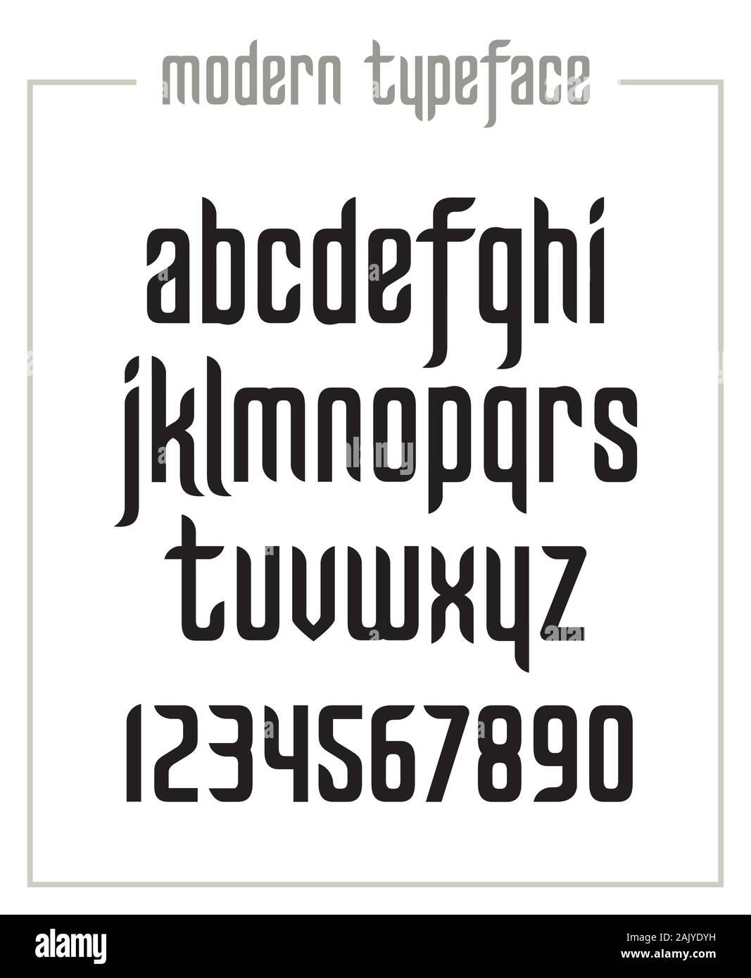 Modern condensed sanserif minimalist font typeface in vector format Stock Vector