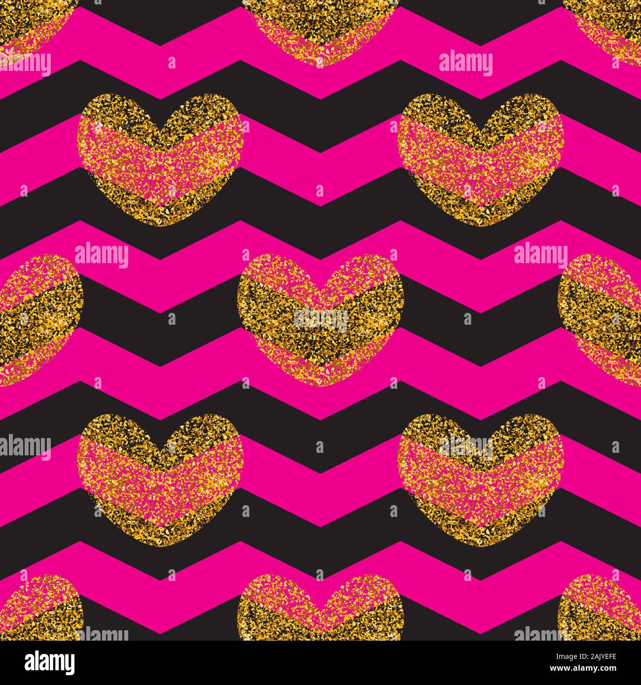 Tile pattern hearts on pink and black background Vector Image