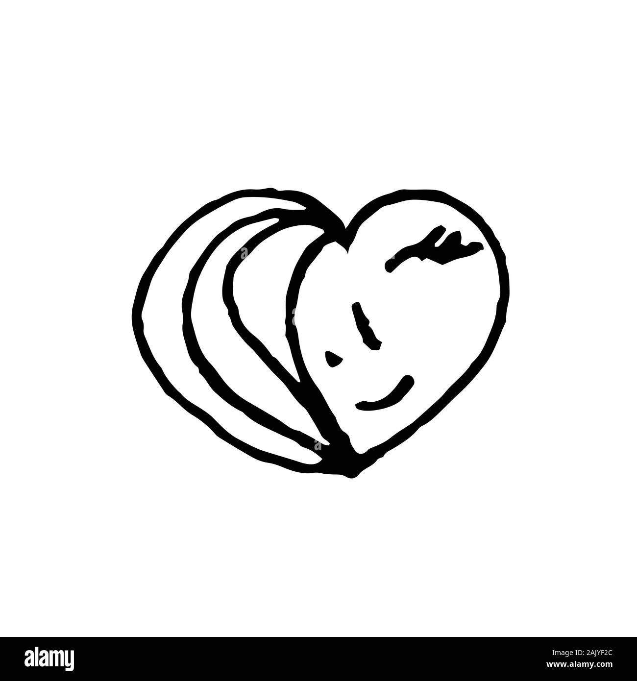 Heart Girl Hand Drawing Sketch For Valentine S Day Wedding Baby