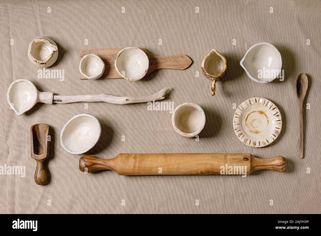 Variety of ceramic dishes Stock Photo Alamy