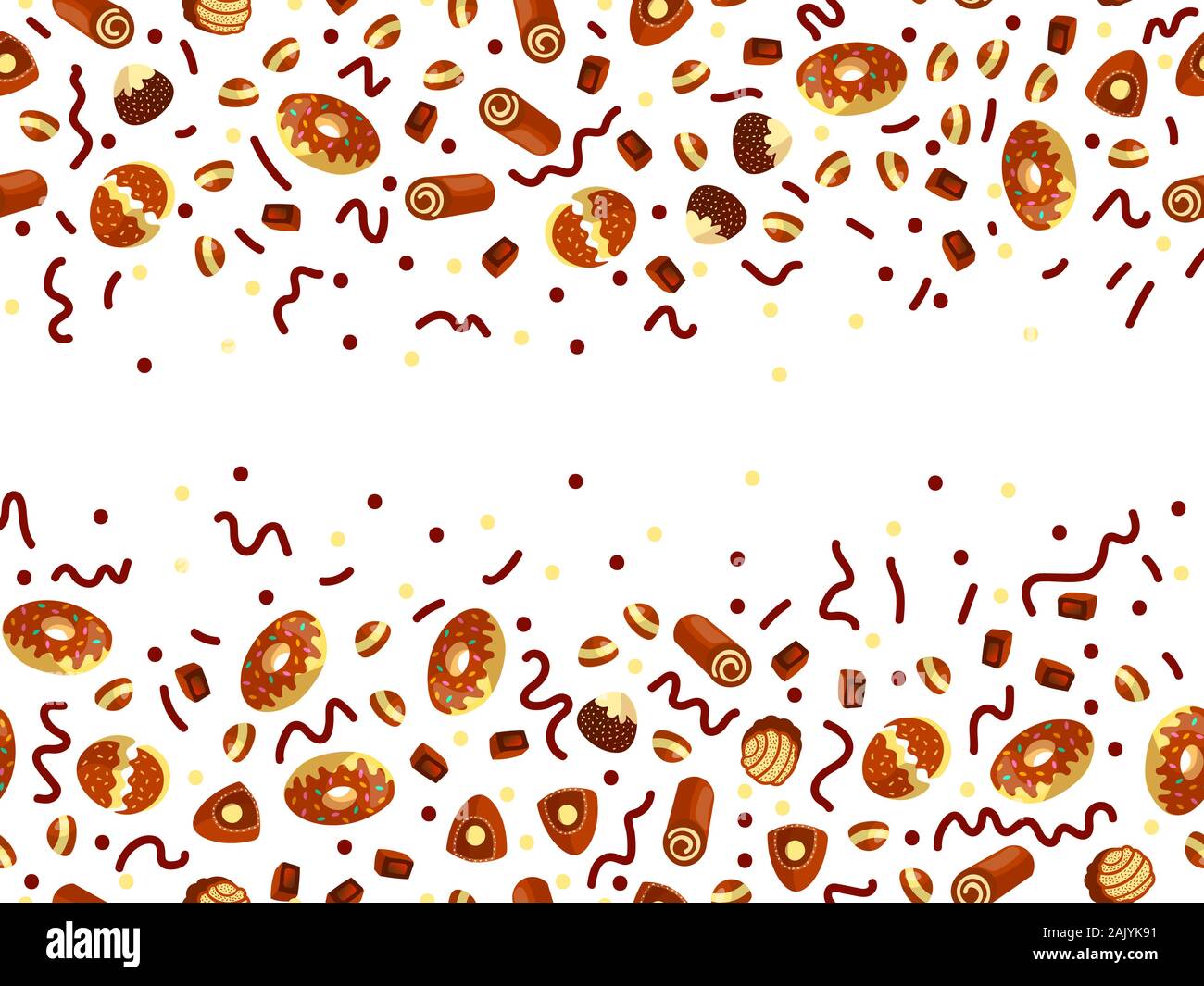 Chocolate candy frame of choco candies on white background. Chocolate