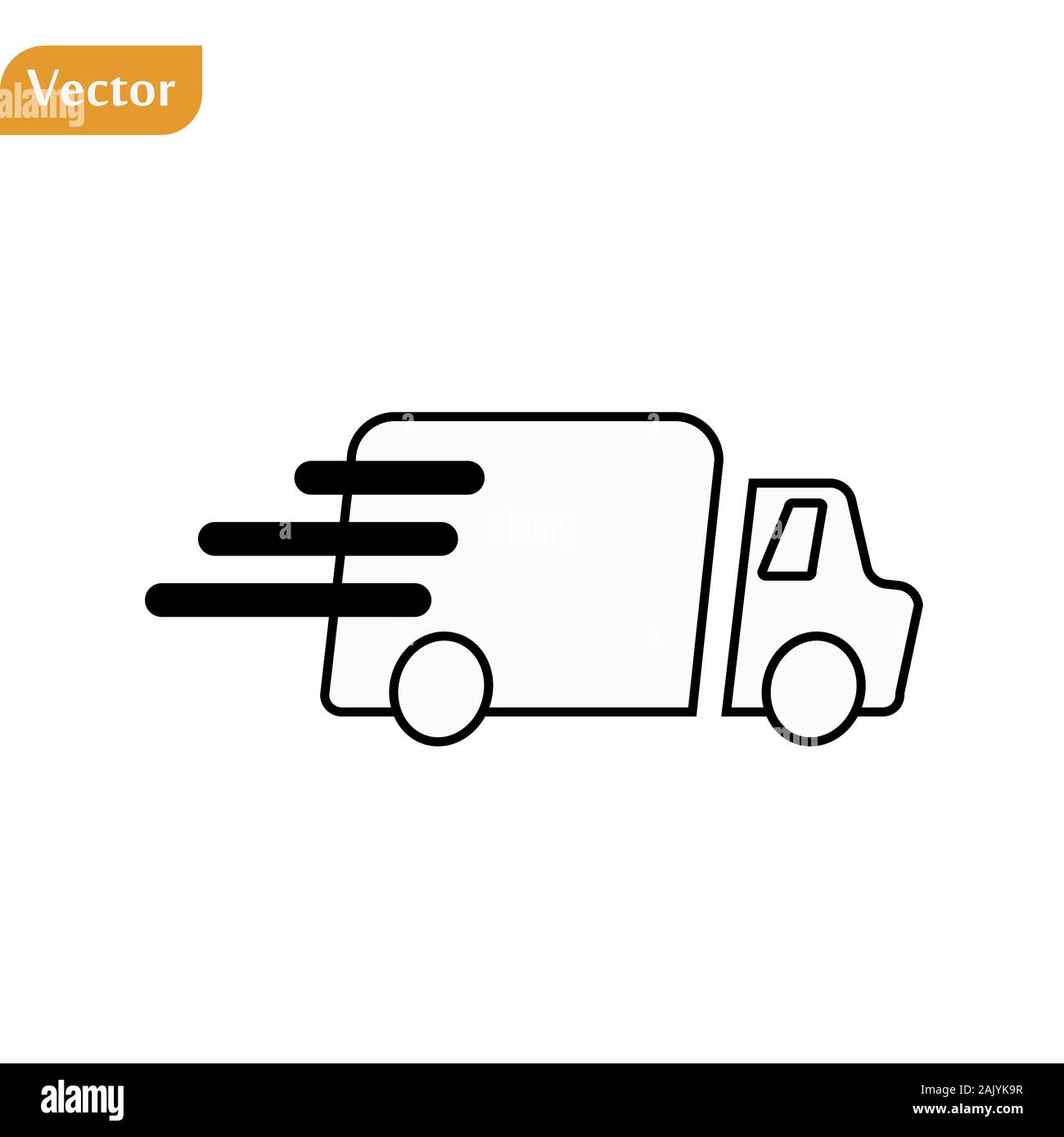 Fast shipping delivery truck. Set of Line icons. Vector illustration ...