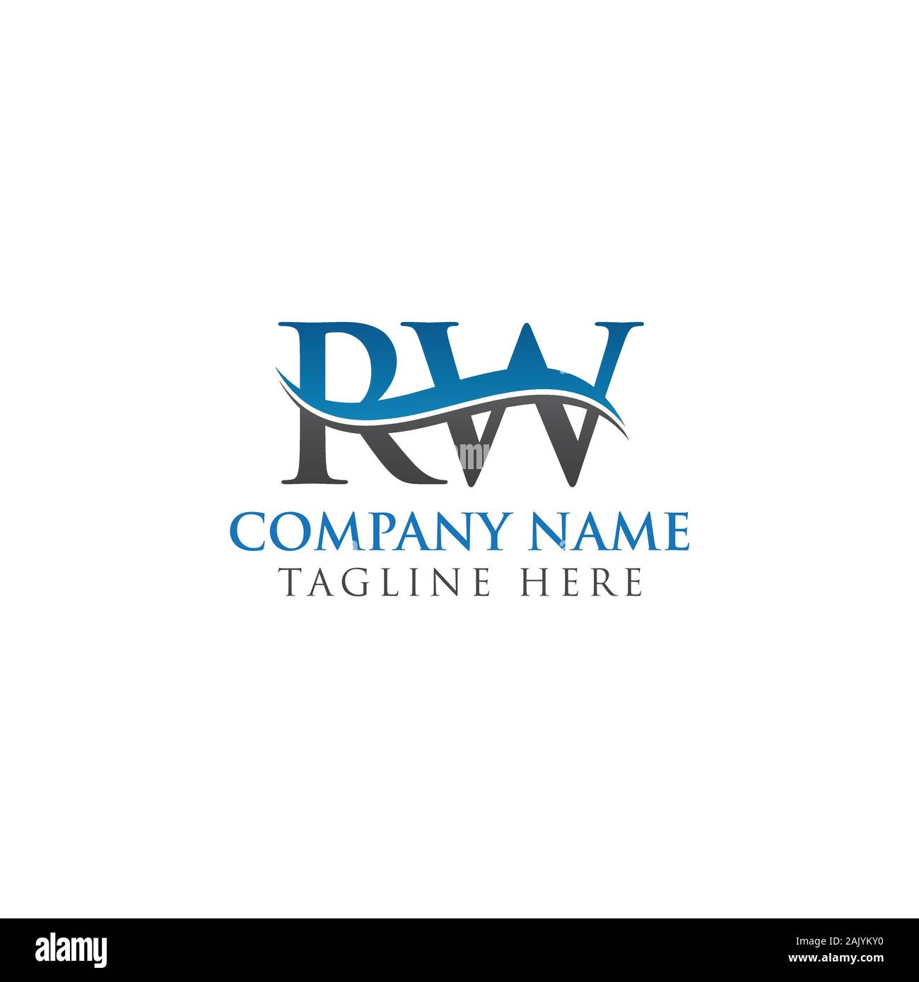 Initial Letter RW Logo Design Vector Template. RW Letter Logo Design Stock Vector