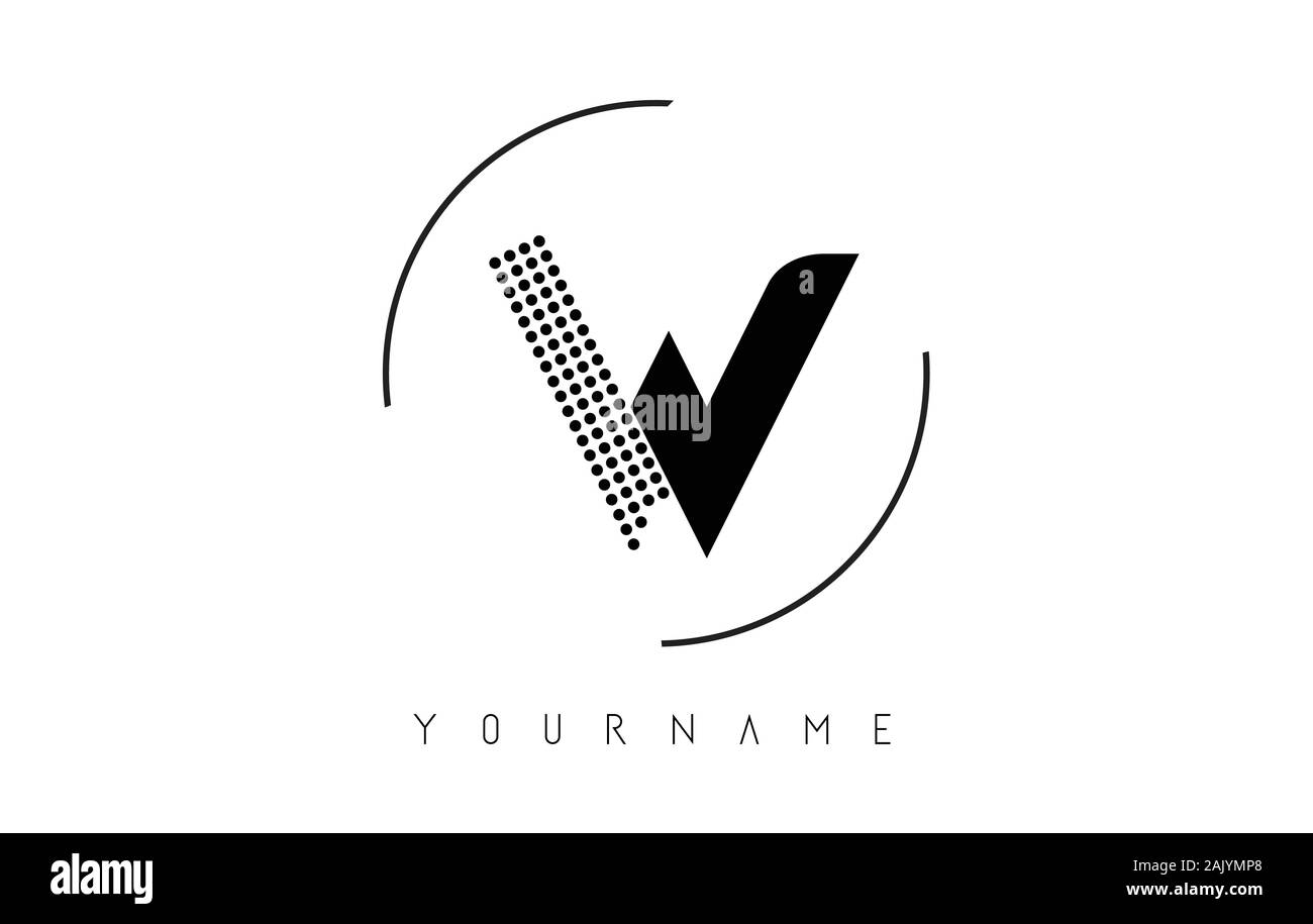 W Black Dotted Letter Logo Design with a circular rounded Frame. Dotted ...