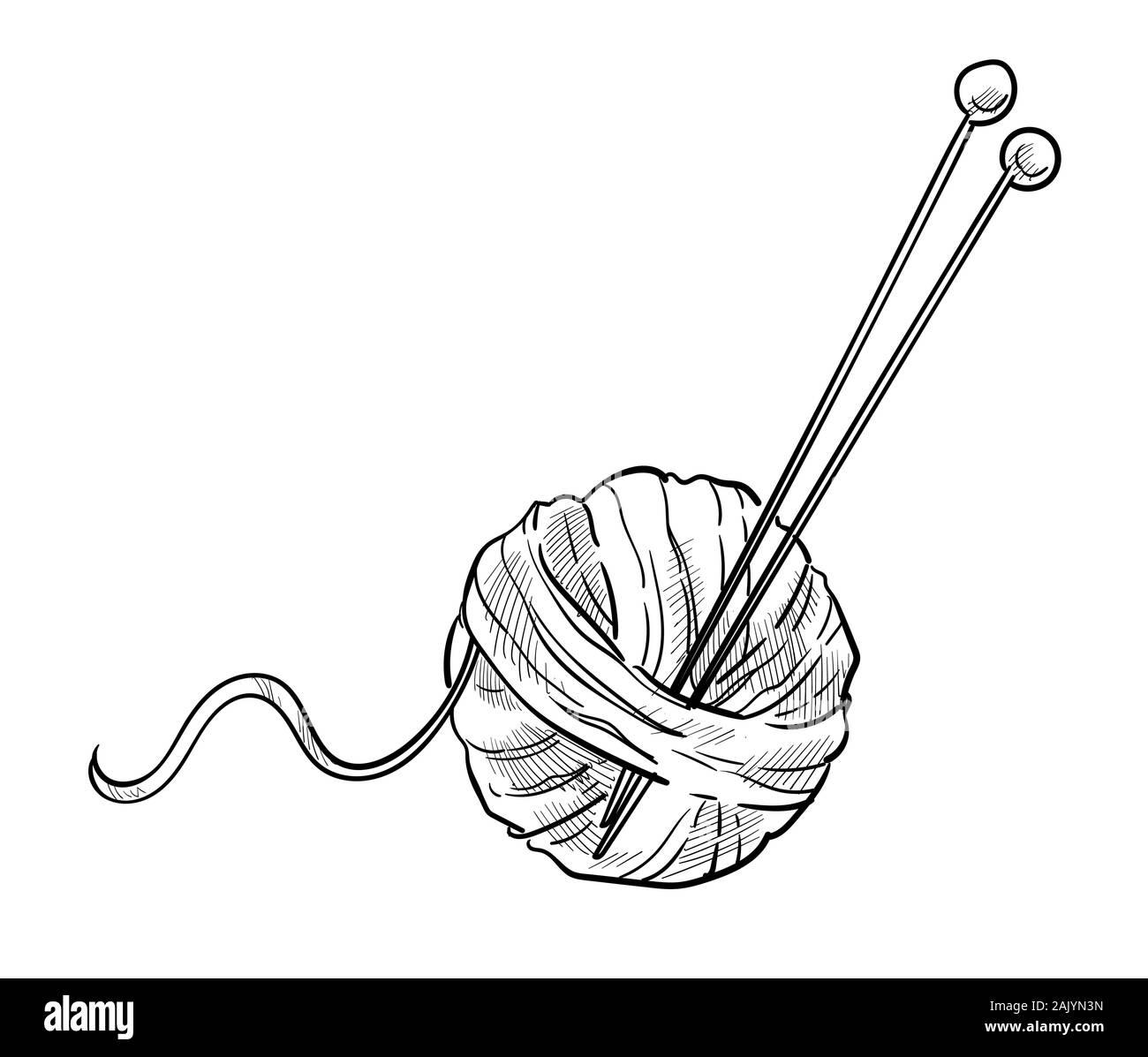 Tools and materials for knitting sketch Royalty Free Vector