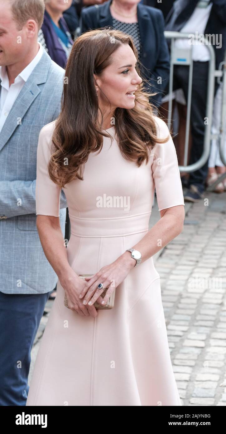 Historical images of Kate Middleton, The Duchess of Cambridge visiting Truro, Cornwall, UK Stock Photo