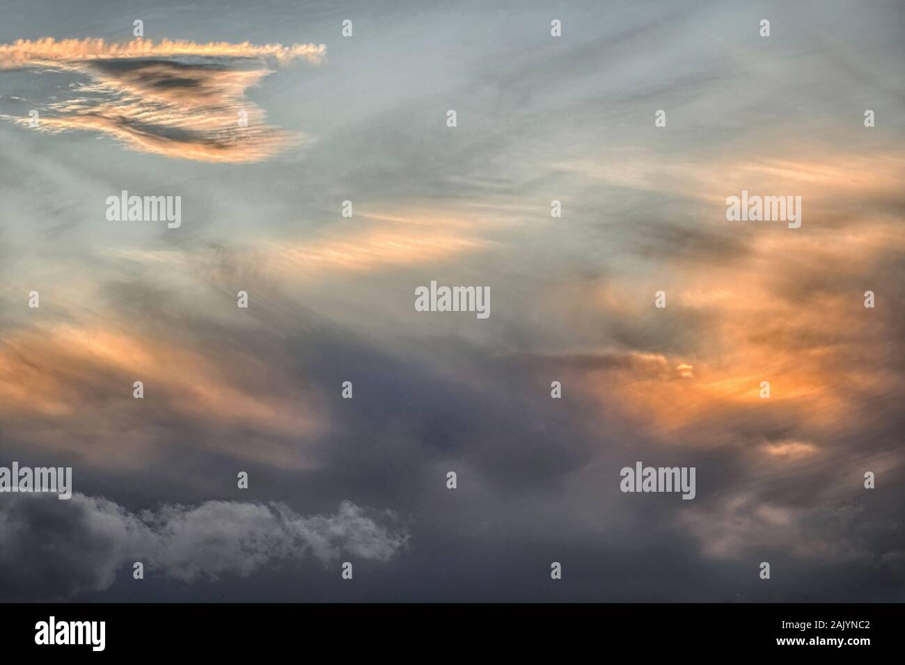 Skyscapes high above us, often taken for granted or given only a moments appreciation. Light and air combined with cloud creating drama and beauty. Stock Photo